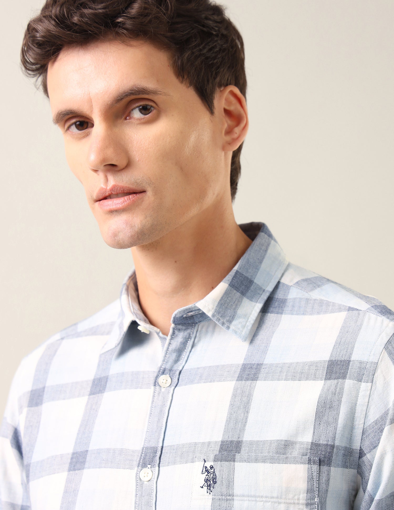 Grid Tattersall Checked Twill Shirt Blue - U.S. Polo Assn. India | Large