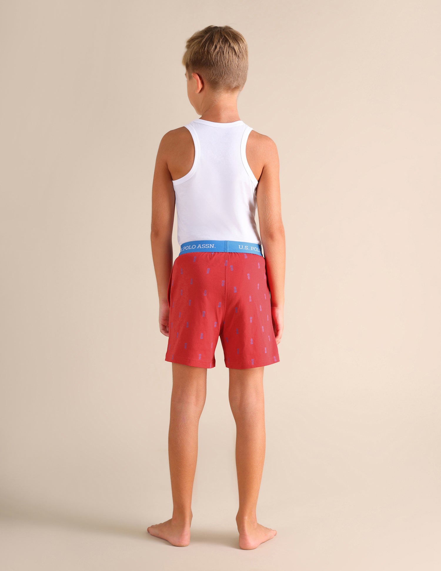 Pineapple Print EKX01 Lounge Shorts - Pack Of 2 Red and Blue - U.S. POLO ASSN. | Large