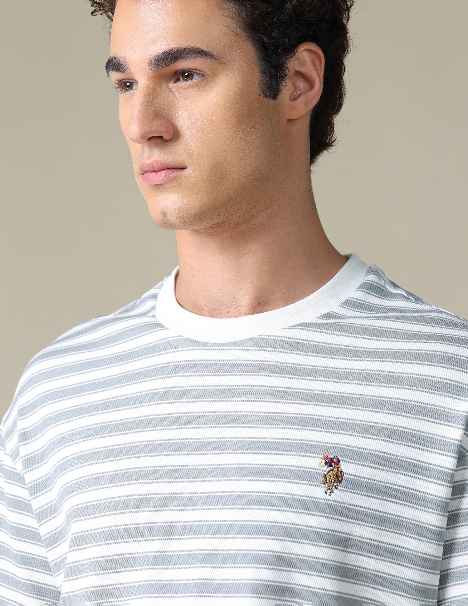 Relaxed Fit Horizontal Striped T-Shirt Grey - U.S. Polo Assn. India | Large