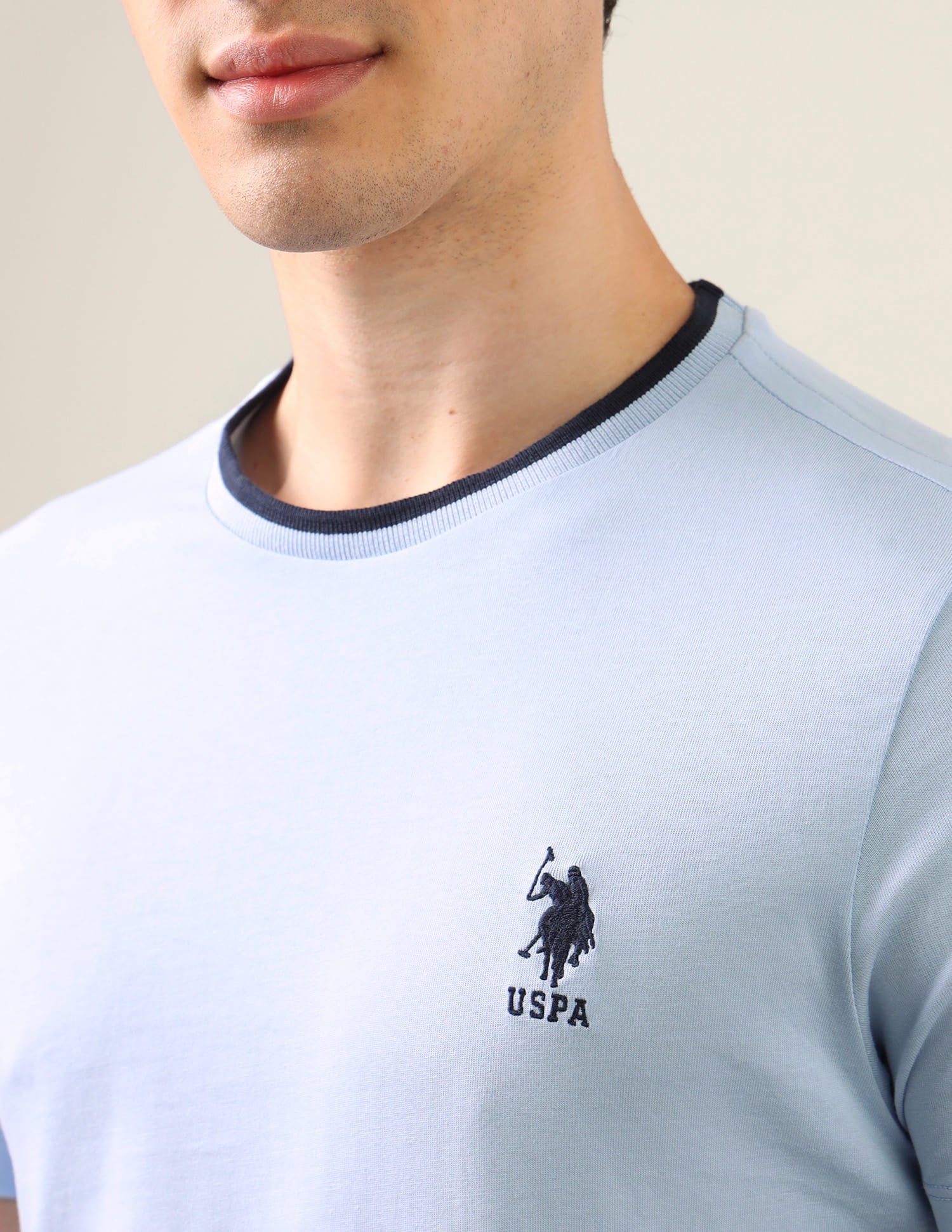 Solid Regular Fit T-Shirt Blue - U.S. Polo Assn. India | Large