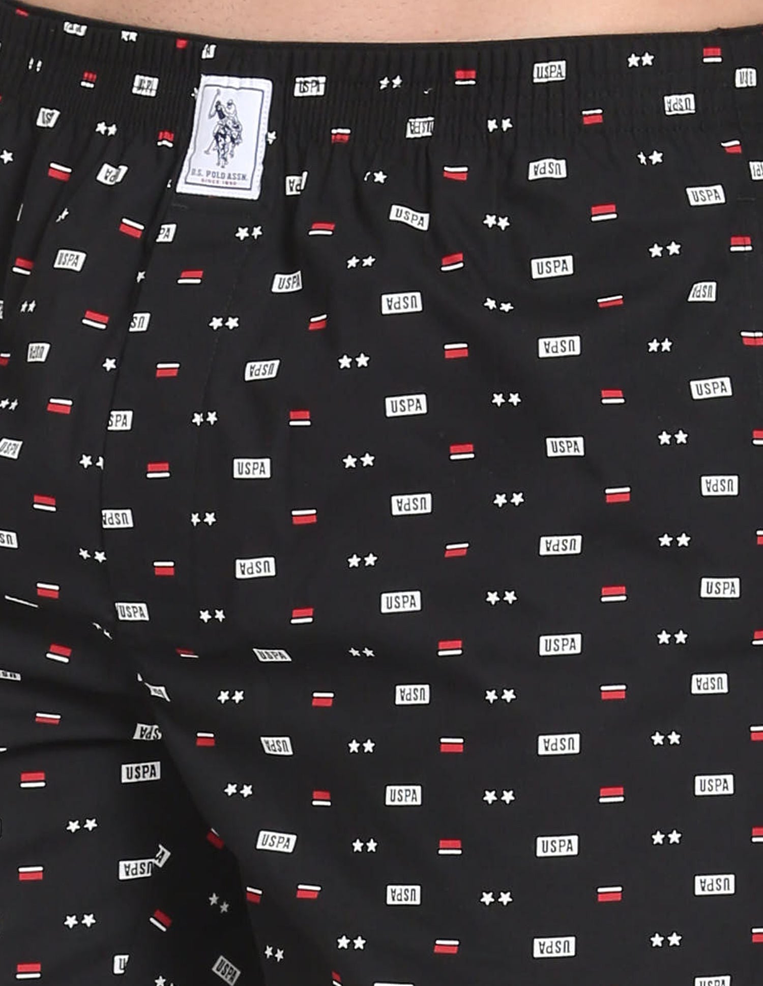 Pure Cotton Printed I600 Boxers - Pack Of 1 Black - U.S. POLO ASSN. | Large