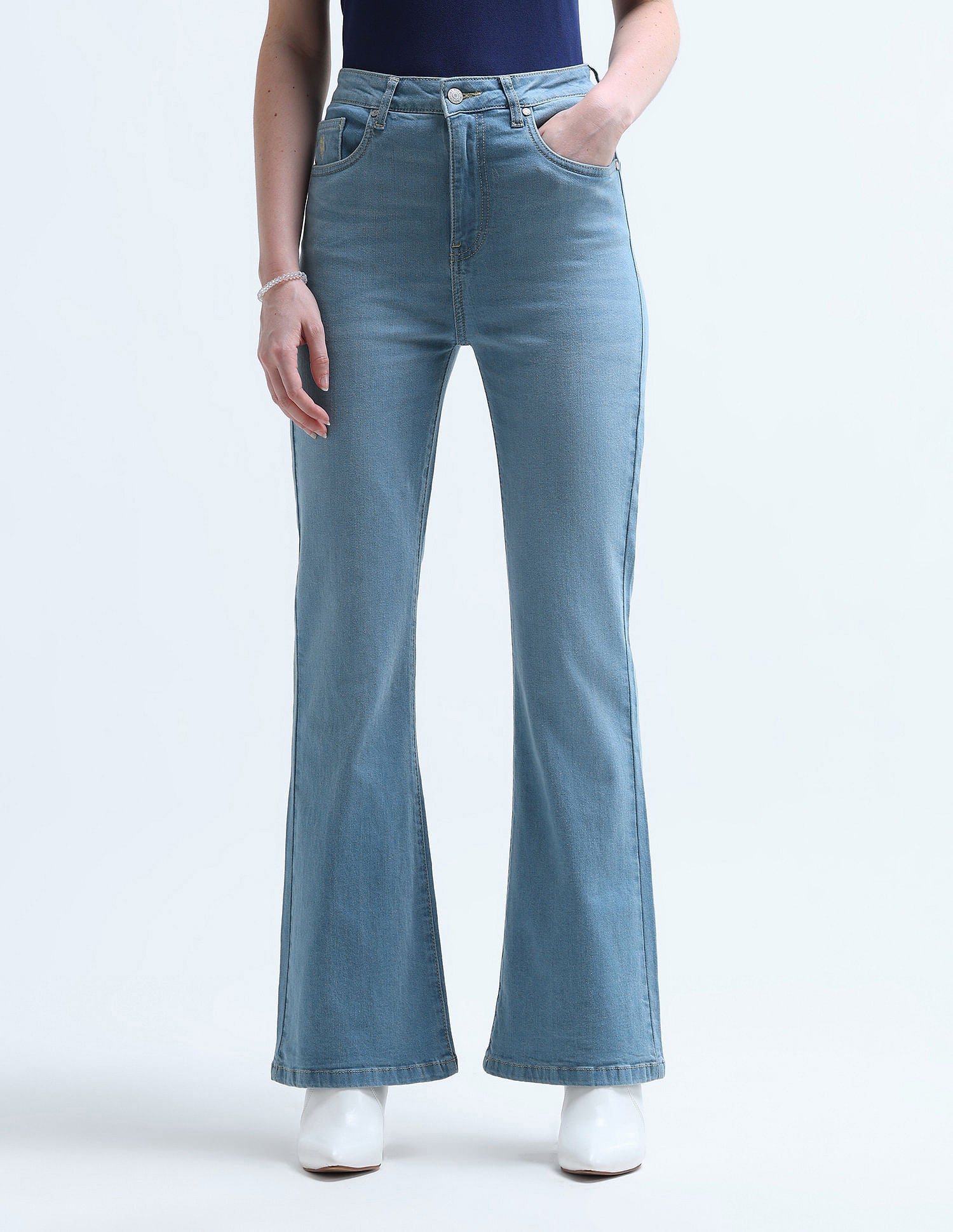 High Rise Flare Fit Jeans Light Blue - U.S. POLO ASSN. | Large