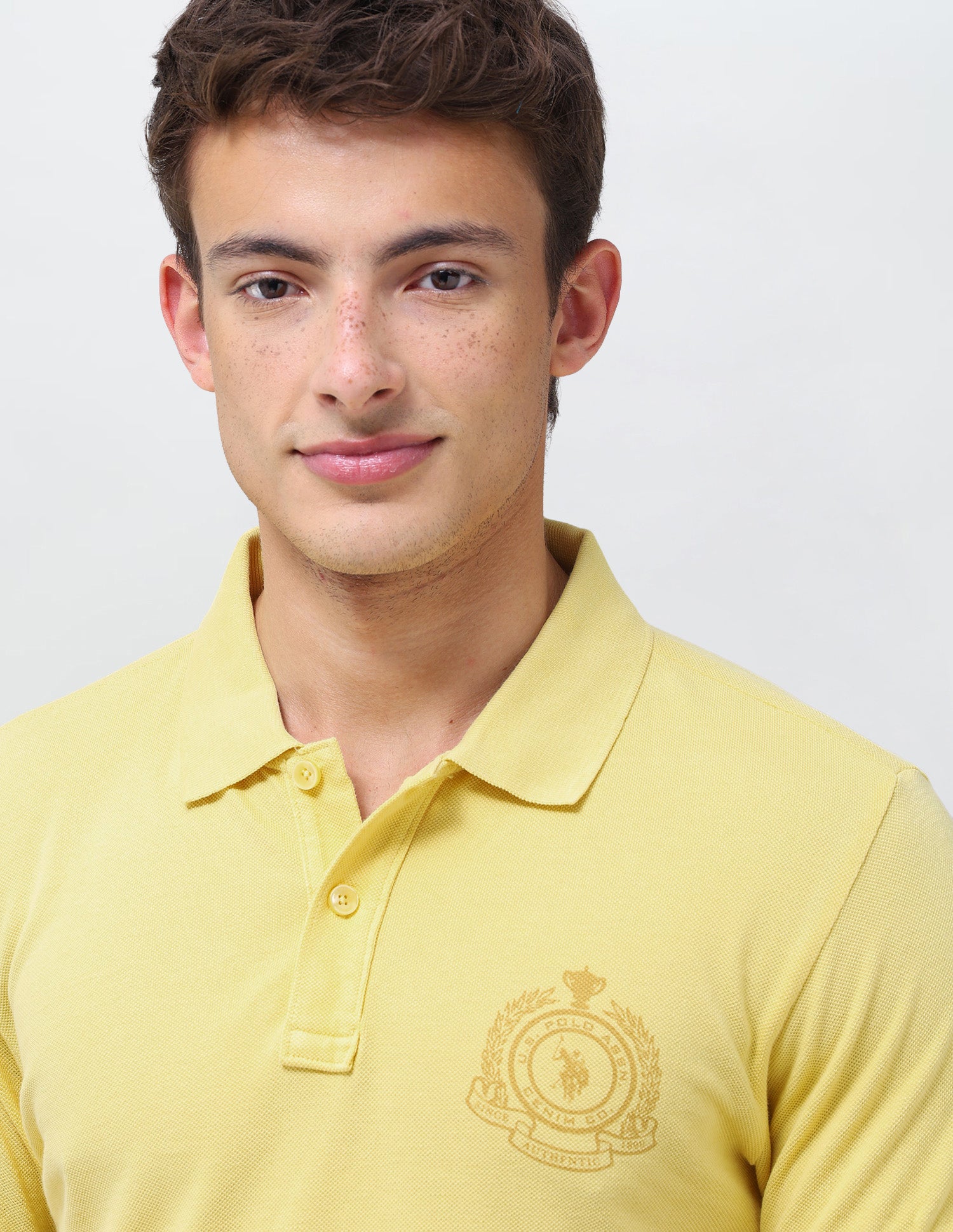 Graphic Brand Printed Slim Fit Polo Shirt Yellow - U.S. Polo Assn. India | Large