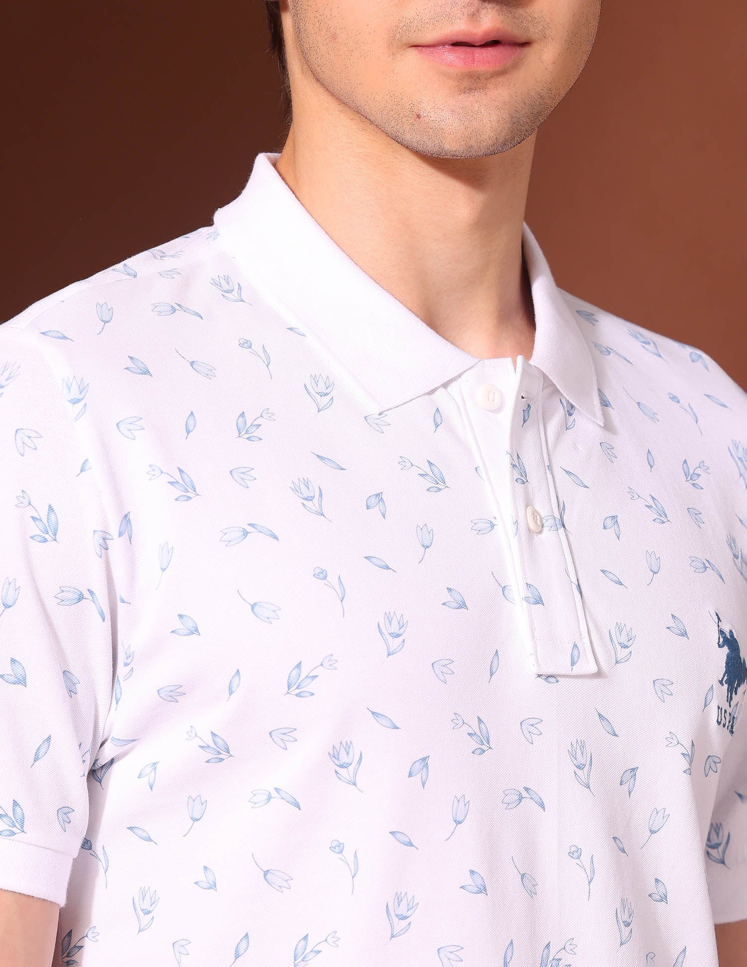 Floral Printed Working Holiday Polo Shirt White - U.S. Polo Assn. India | Large