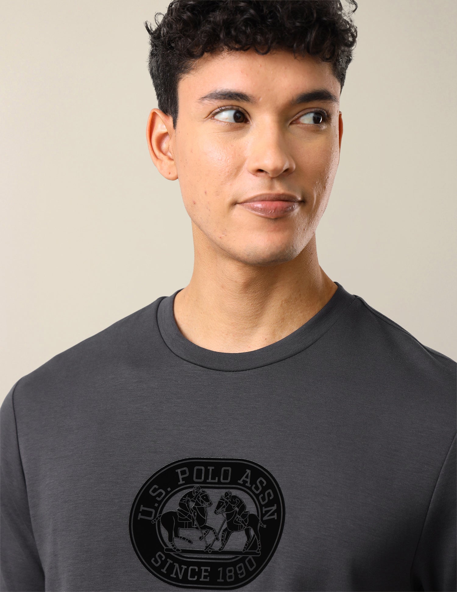 Brand Embossed Slim Fit T-Shirt Dark Grey - U.S. Polo Assn. India | Large