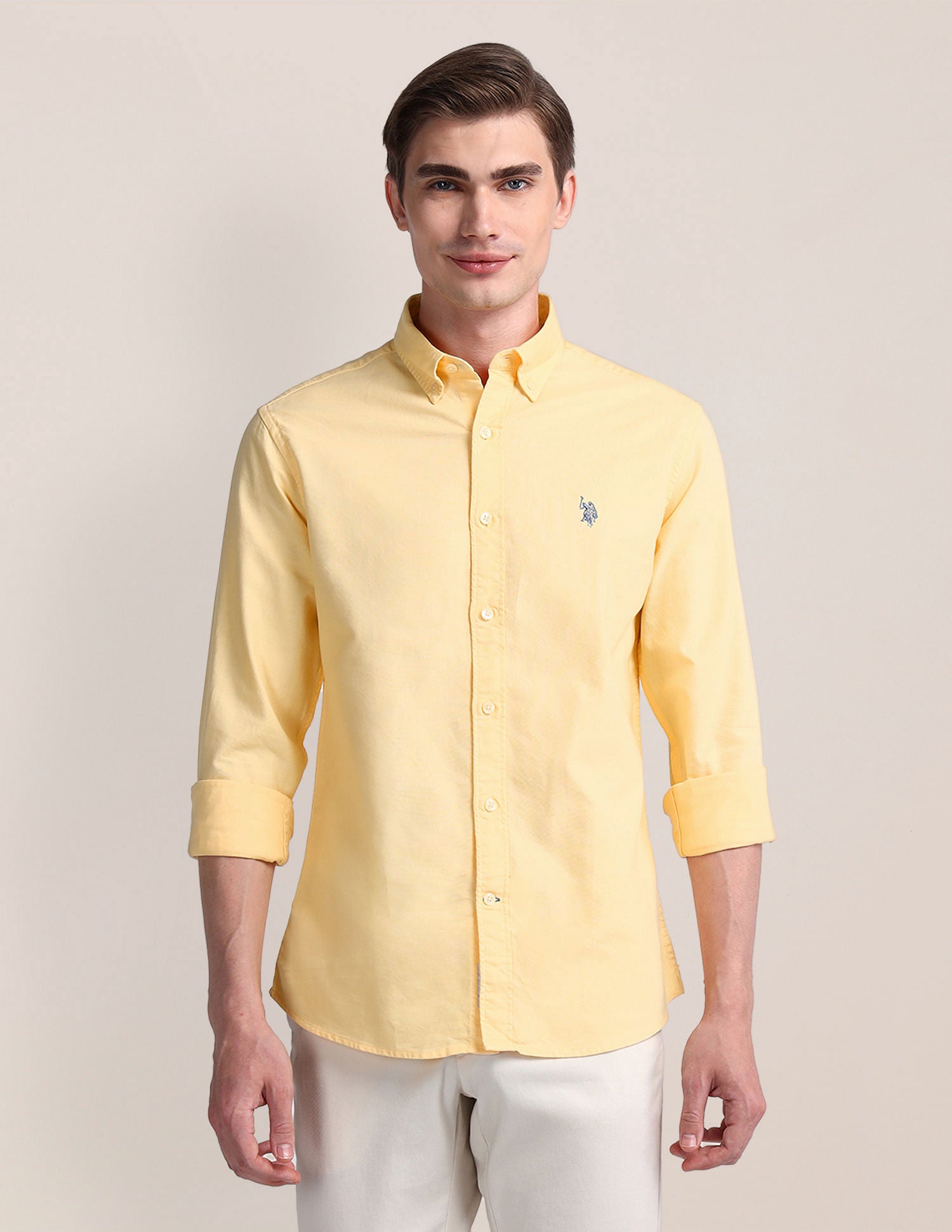 Tailored Fit Solid Shirt Yellow - U.S. Polo Assn. India | Large