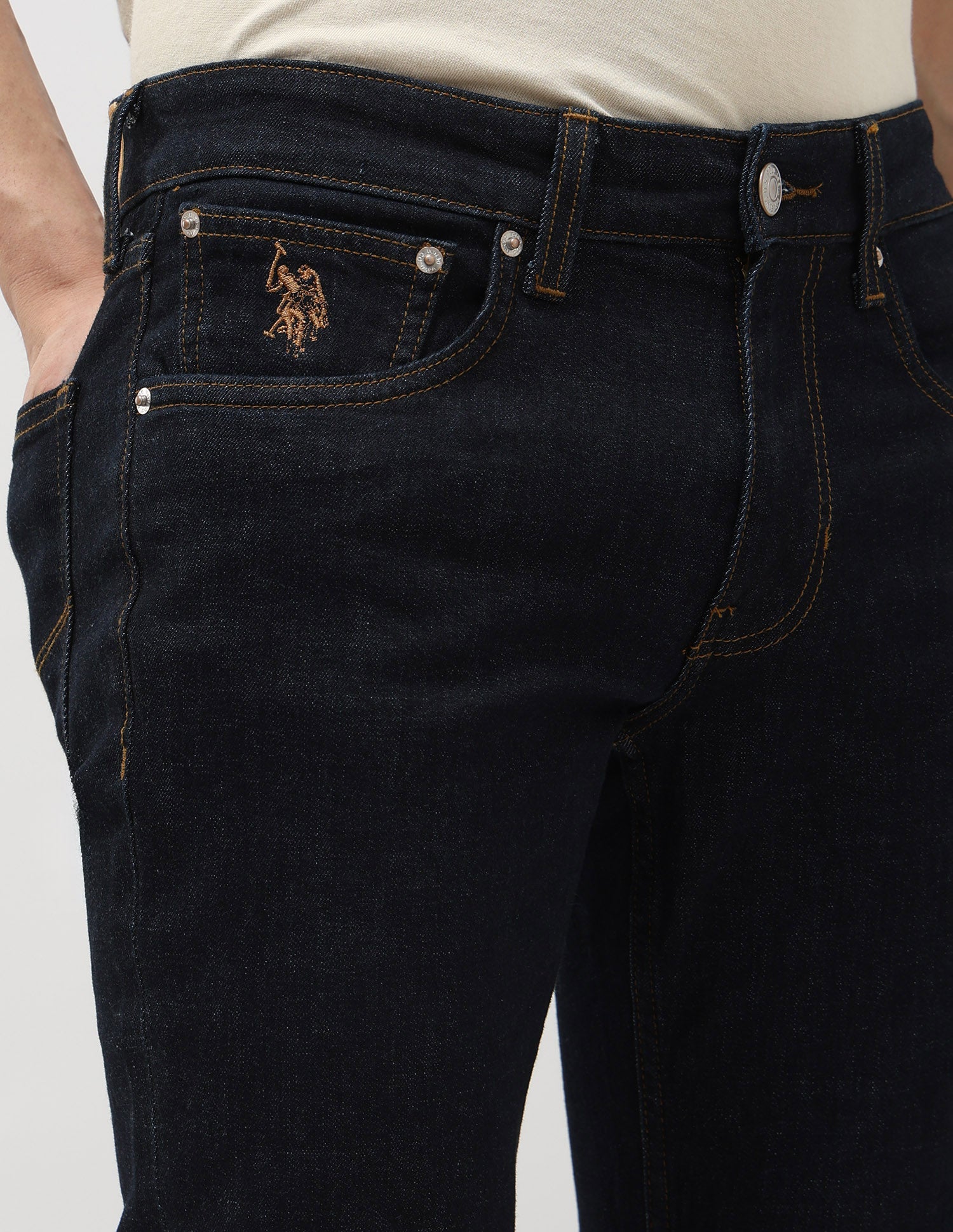 Brandon Slim Tapered Fit Blue Jeans Rinse Wash - U.S. POLO ASSN. | Large