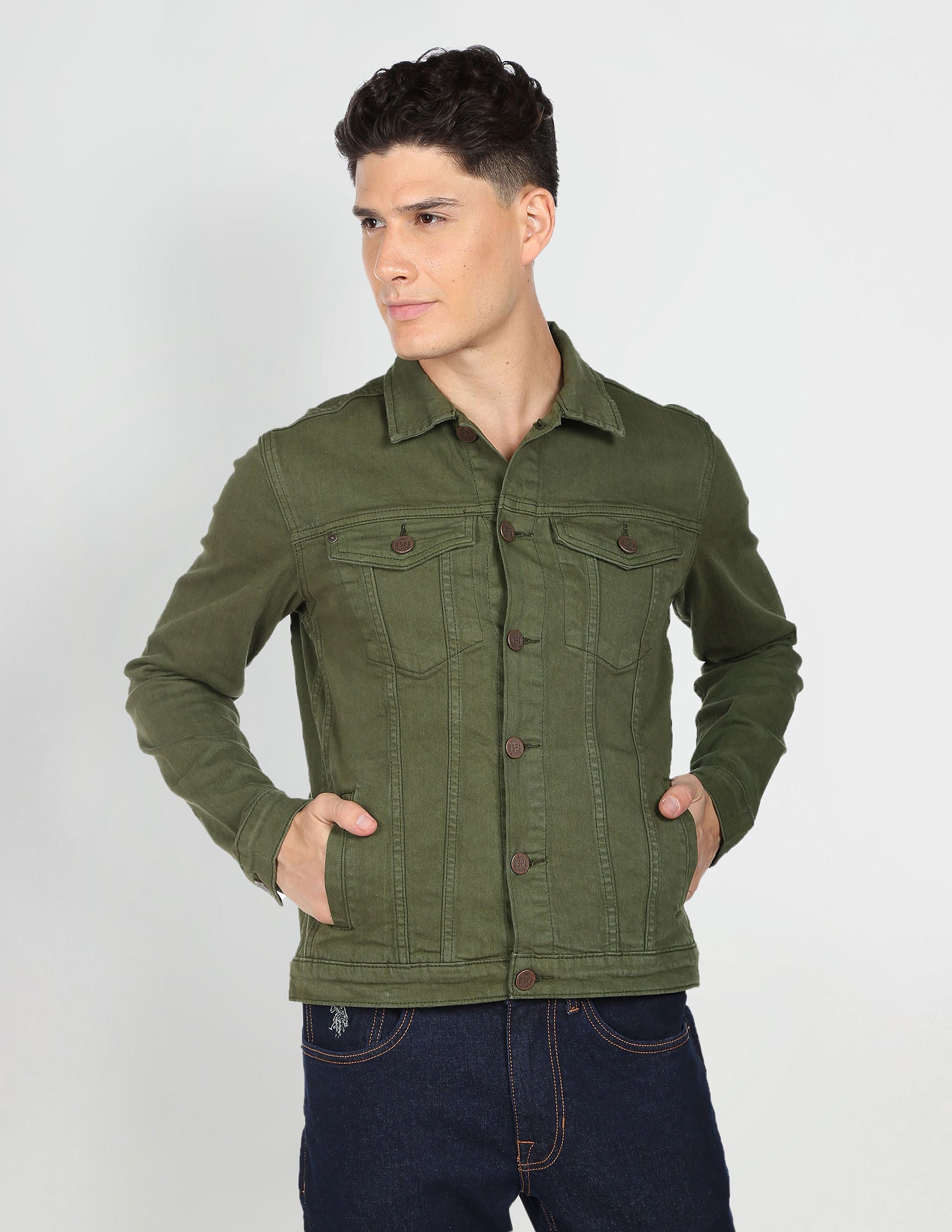 ZXHACSJ Men's Autumn Winter Button Solid Color Vintage Denim Jacket Tops  Blouse Coat Army Green XL - Walmart.com