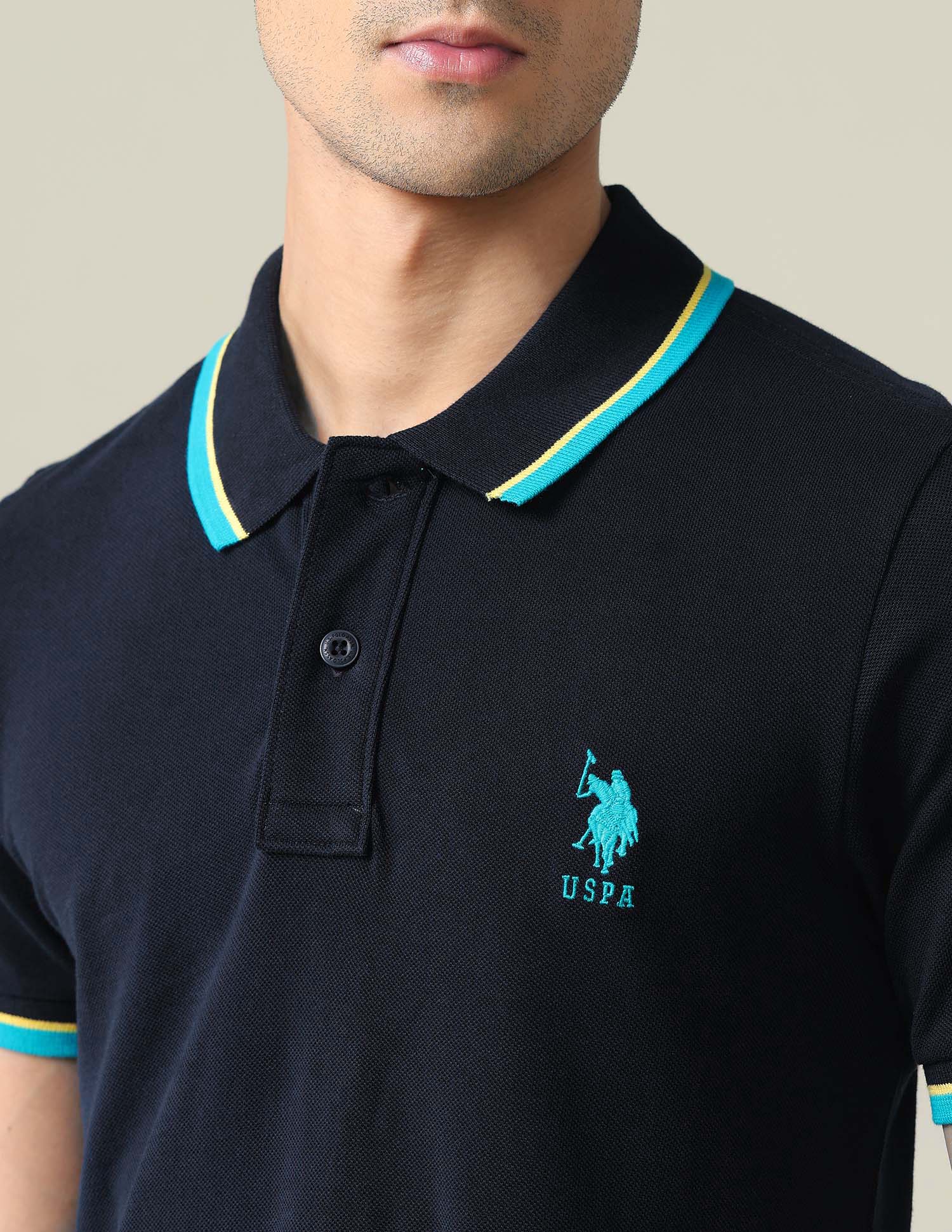 Slim Fit Cotton Polo Shirt Navy - U.S. POLO ASSN. | Large
