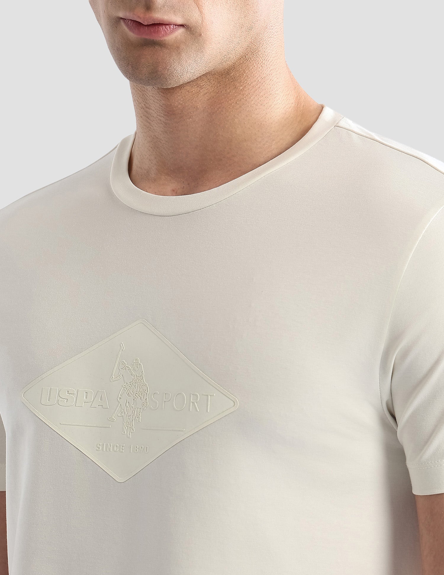 Brand Embossed Regular Fit Active T-Shirt Off White - U.S. POLO ASSN. | Large