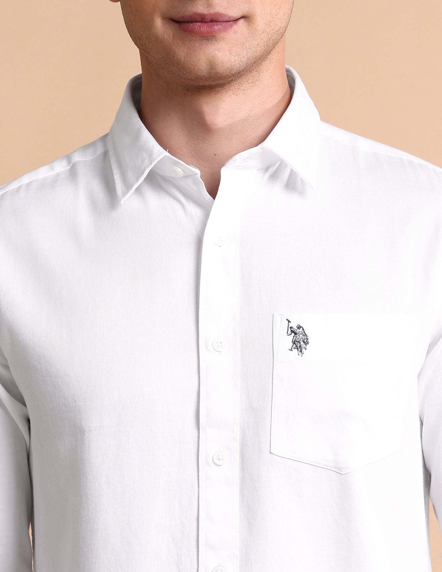 Pure Cotton Tailored Fit Shirt White - U.S. Polo Assn. India | Large