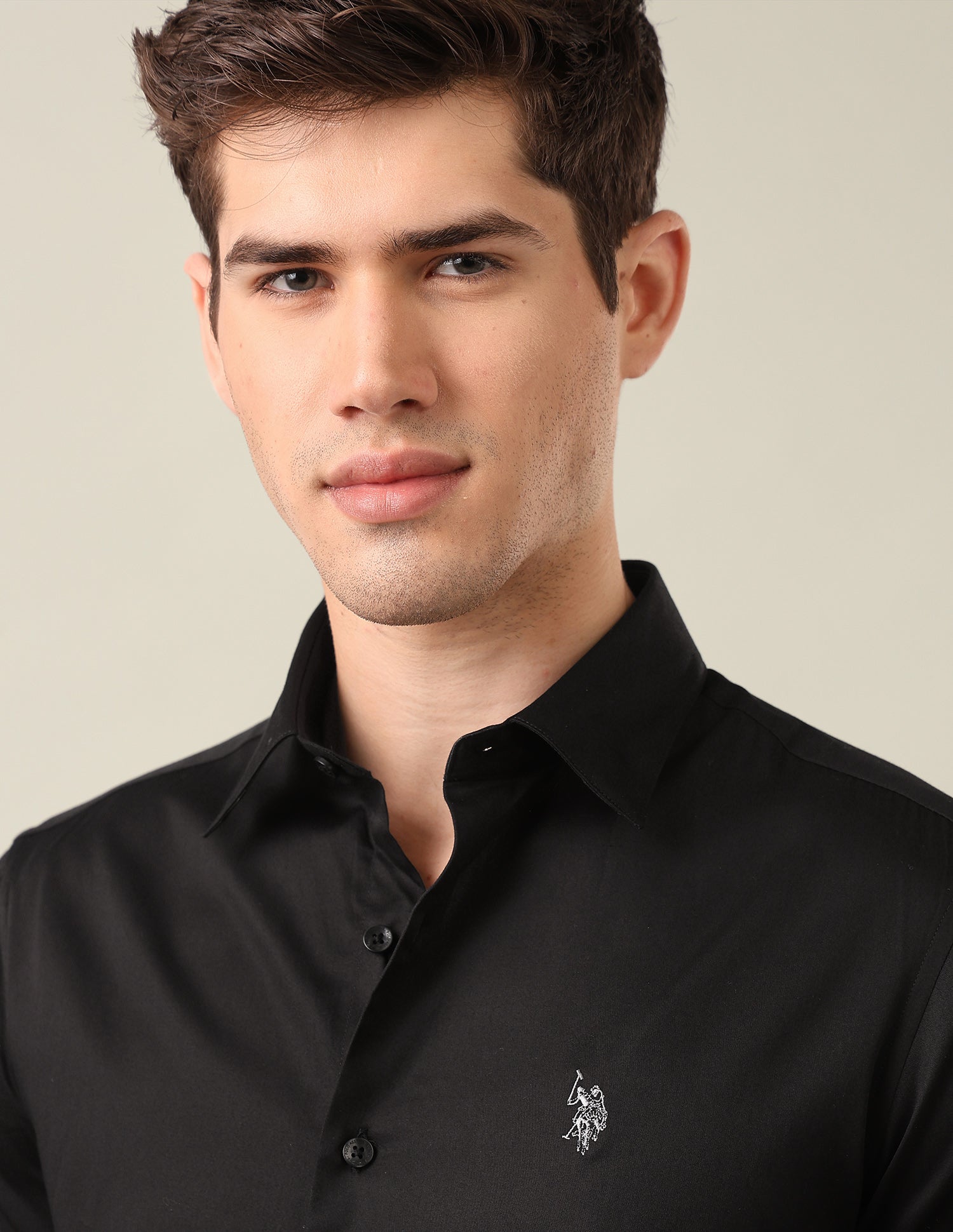 Satin Tailored Fit Shirt Black - U.S. Polo Assn. India | Large