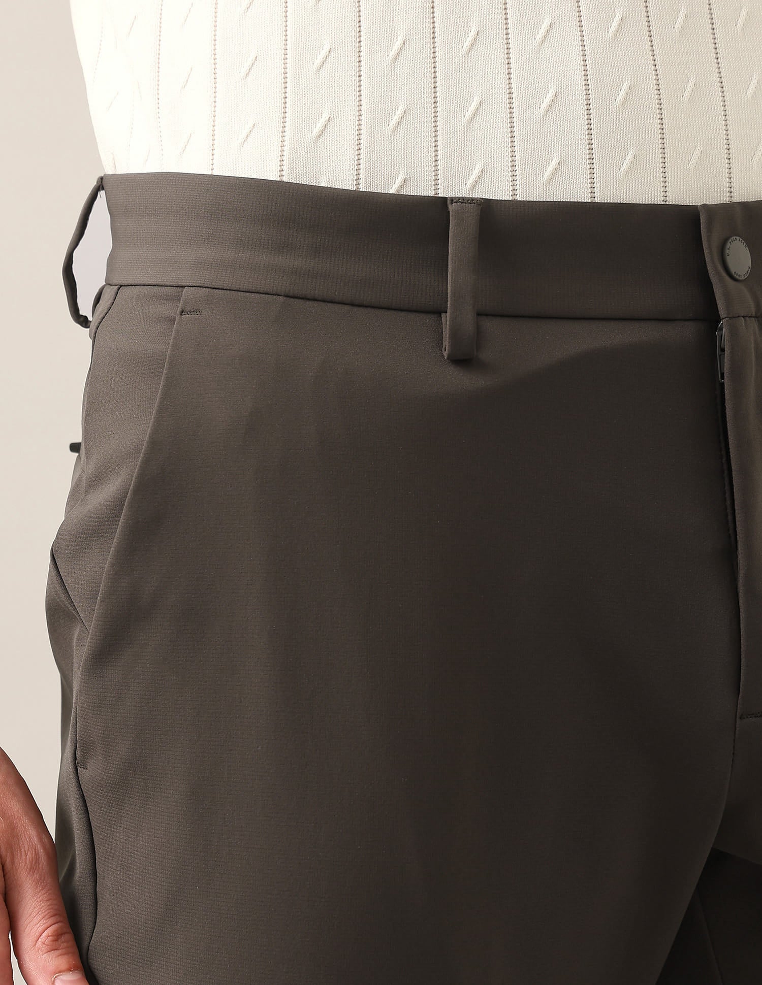 Denver Slim Fit Mid Rise Trousers Brown - U.S. Polo Assn. India | Large