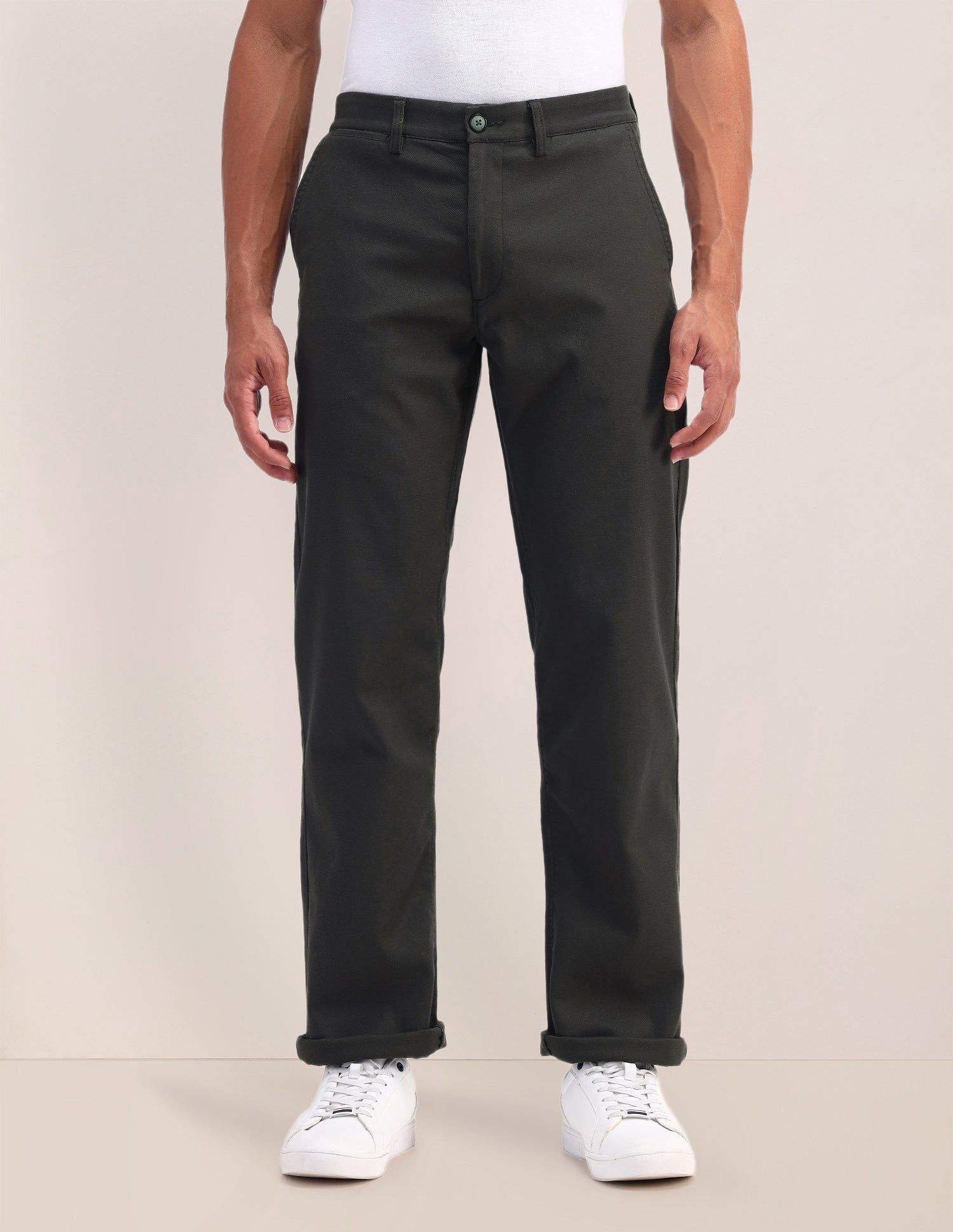 Riley Straight Fit Twill Trousers Dark Olive - U.S. POLO ASSN. | Large