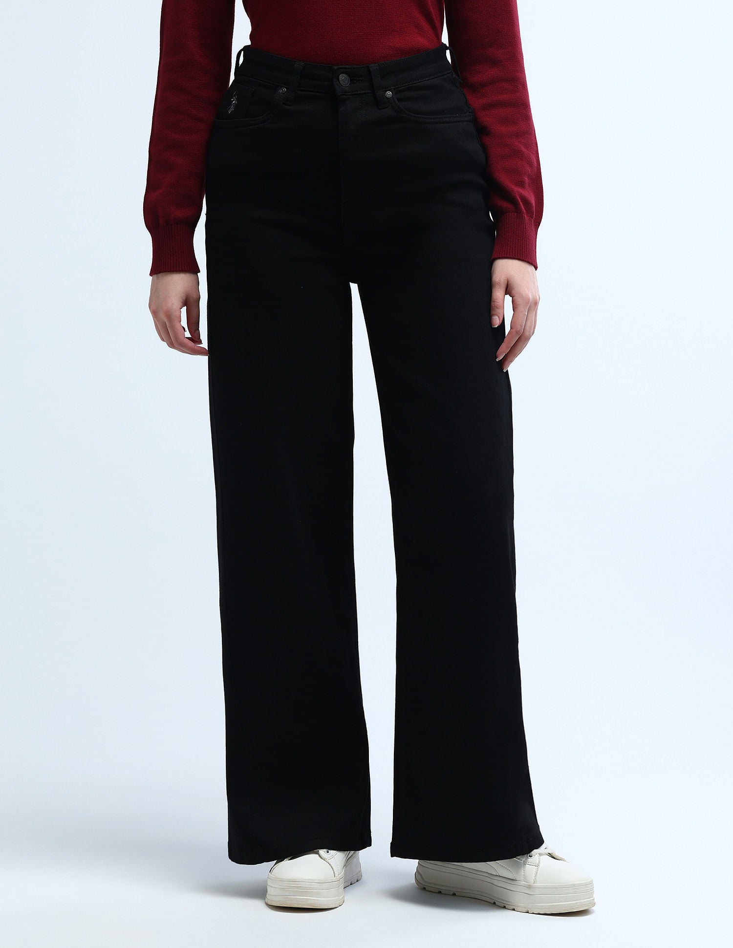 High Rise Stretchable Baggy Jeans Black - U.S. POLO ASSN. | Large