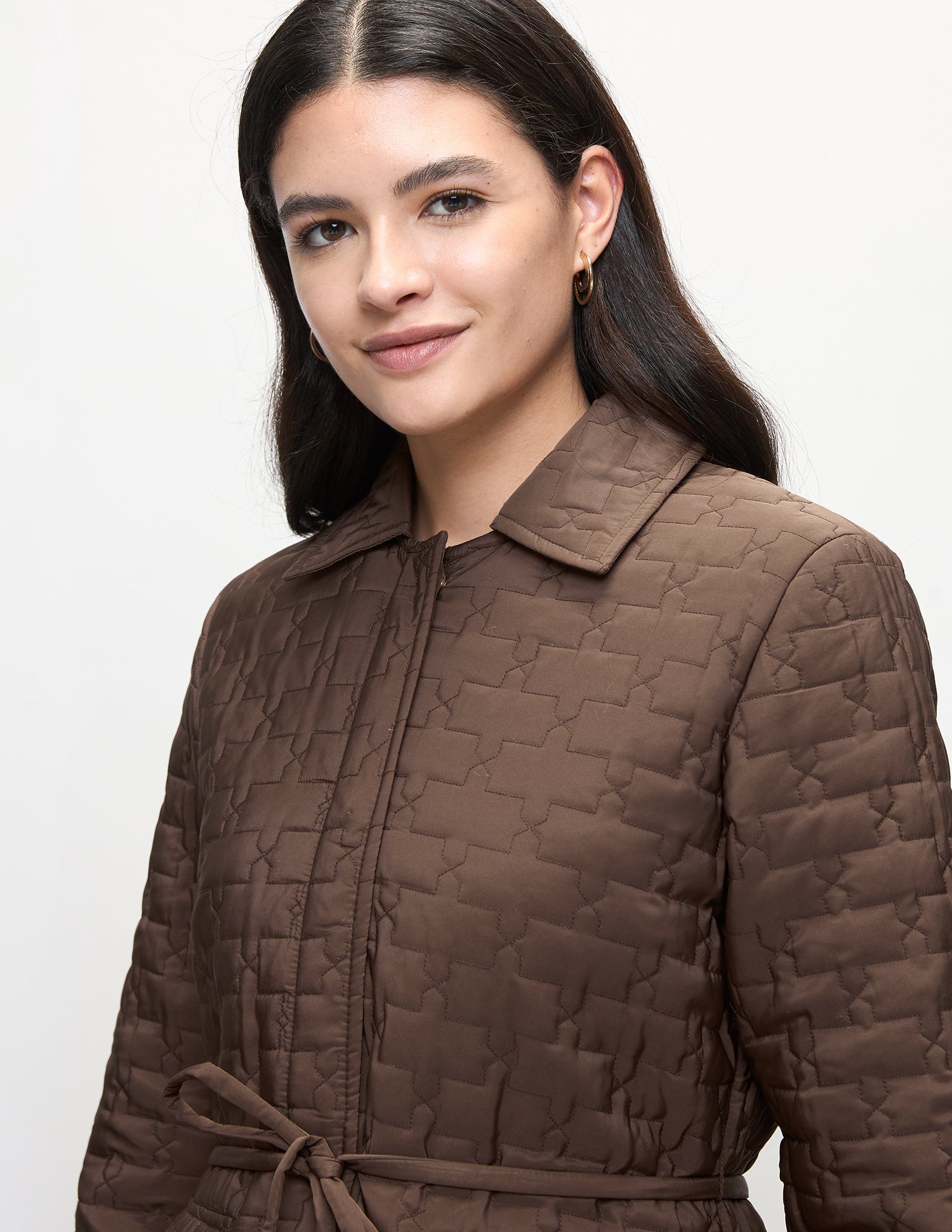 Solid Longline Quilted Jacket Brown - U.S. Polo Assn. India | Large