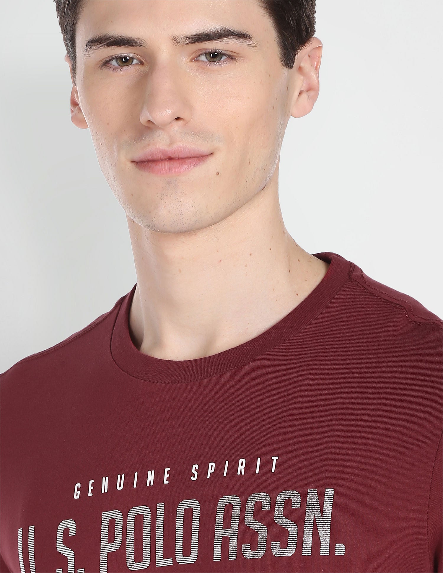 Iconic Metallic Brand Print T-Shirt Maroon - U.S. Polo Assn. India | Large
