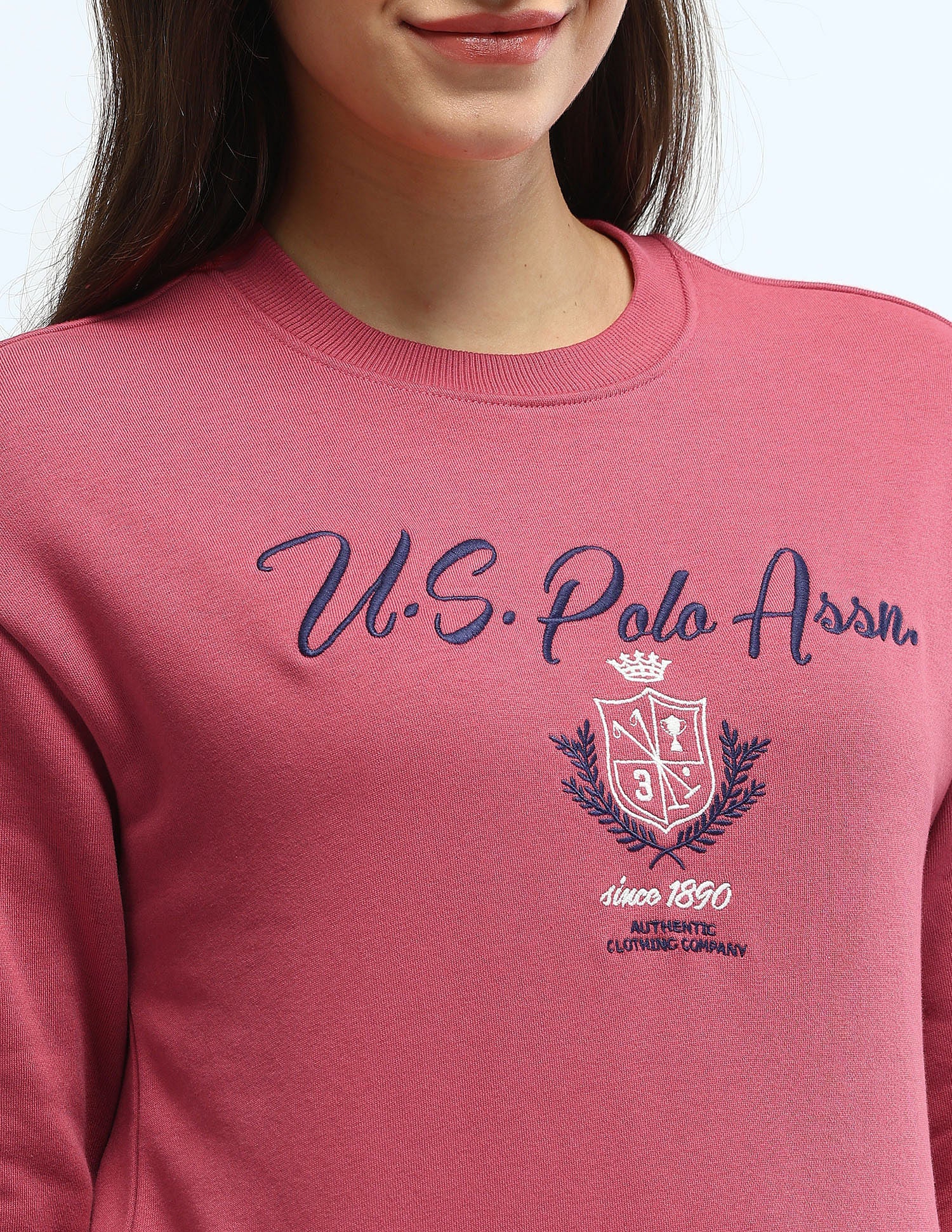 Brand Printed Regular Fit Sweatshirt Pink - U.S. Polo Assn. India | Large