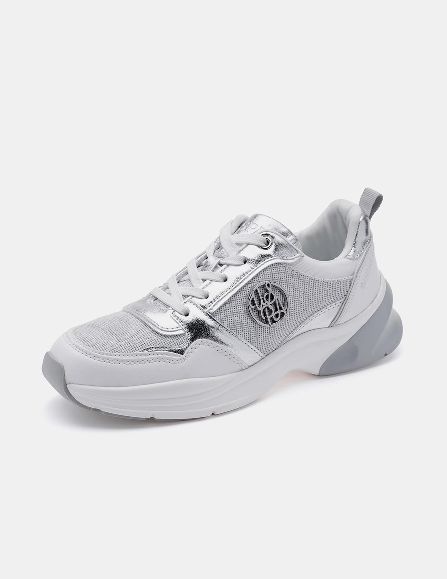Women Lace Up Ginevra Sneakers Silver - U.S. Polo Assn. India | Large