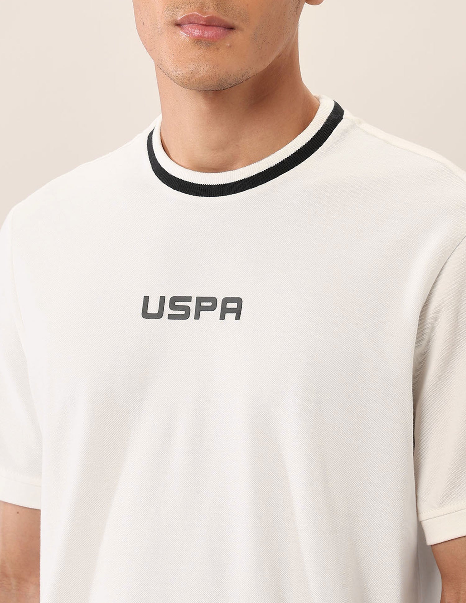 Relaxed Fit Pure Cotton T-Shirt Ivory - U.S. Polo Assn. India | Large