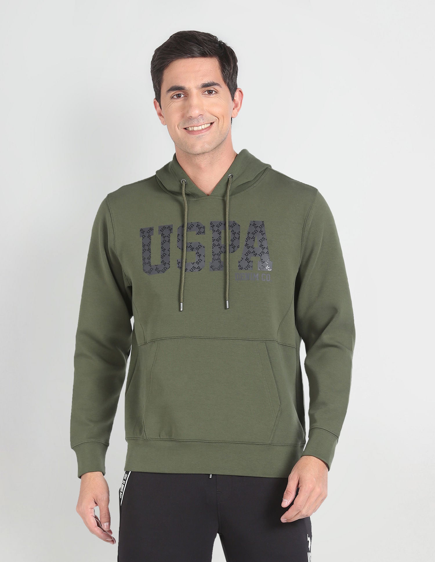 Brand Print Hooded Sweatshirt Olive - U.S. POLO ASSN. | Large
