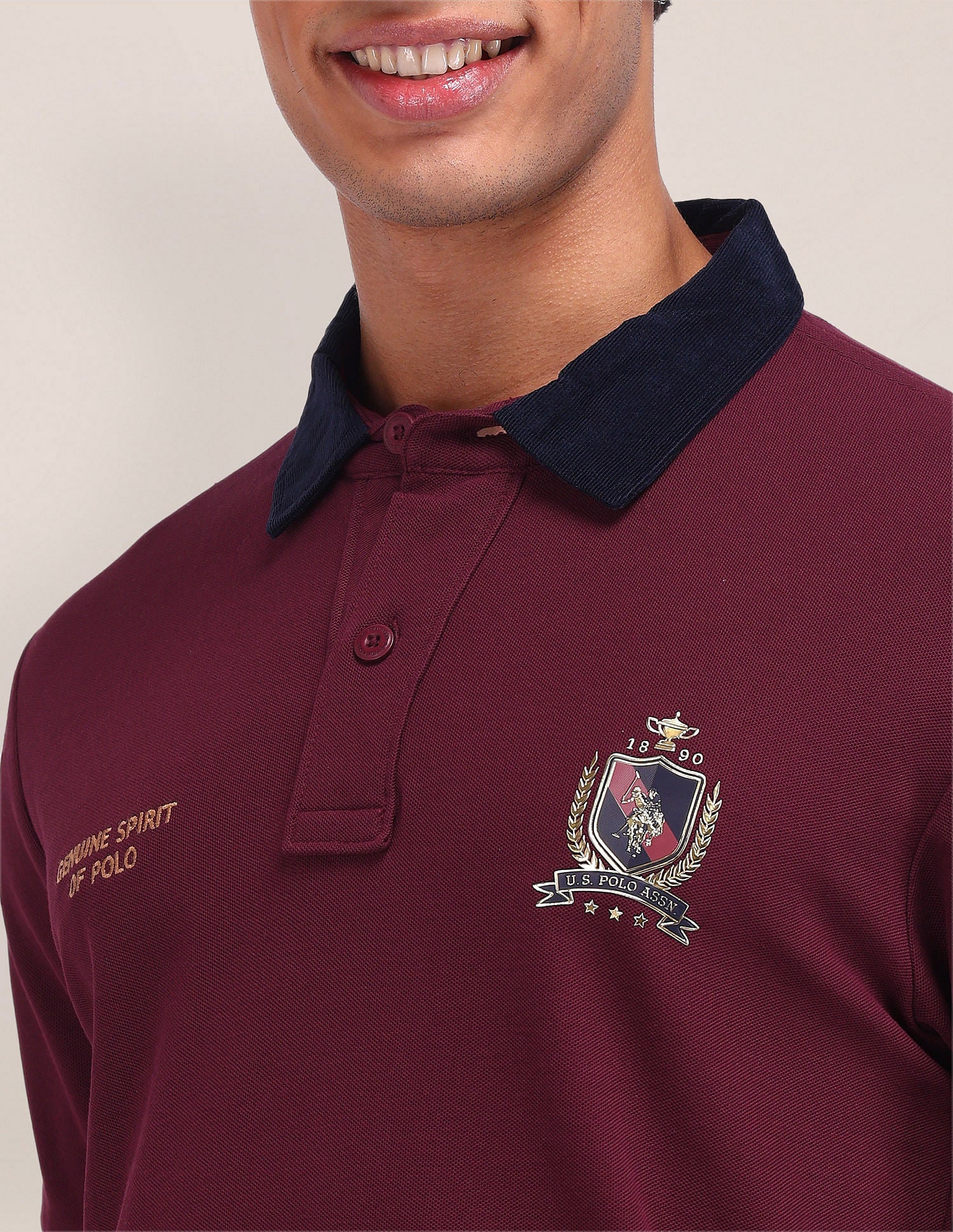 Slim Fit Solid Polo Shirt Maroon - U.S. Polo Assn. India | Large