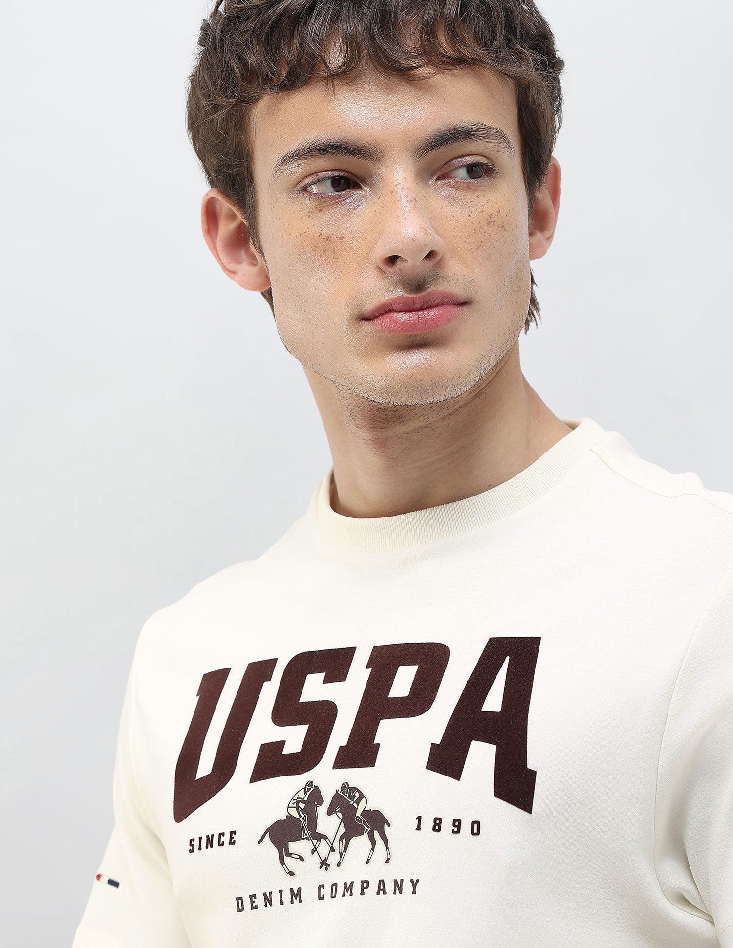 Brand Printed Slim Fit T-Shirt Ivory - U.S. Polo Assn. India | Large