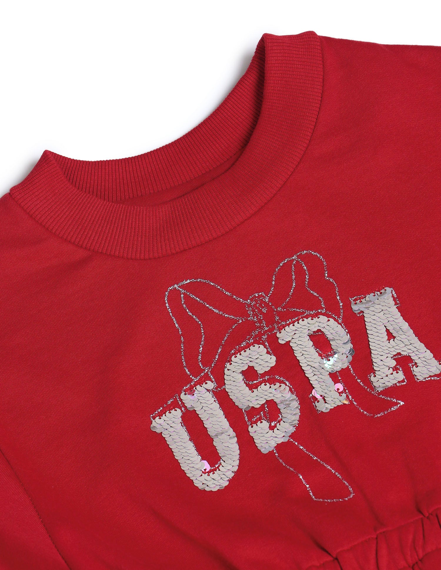 Girls Cotton A-line Dress Salsa Red - U.S. Polo Assn. India | Large
