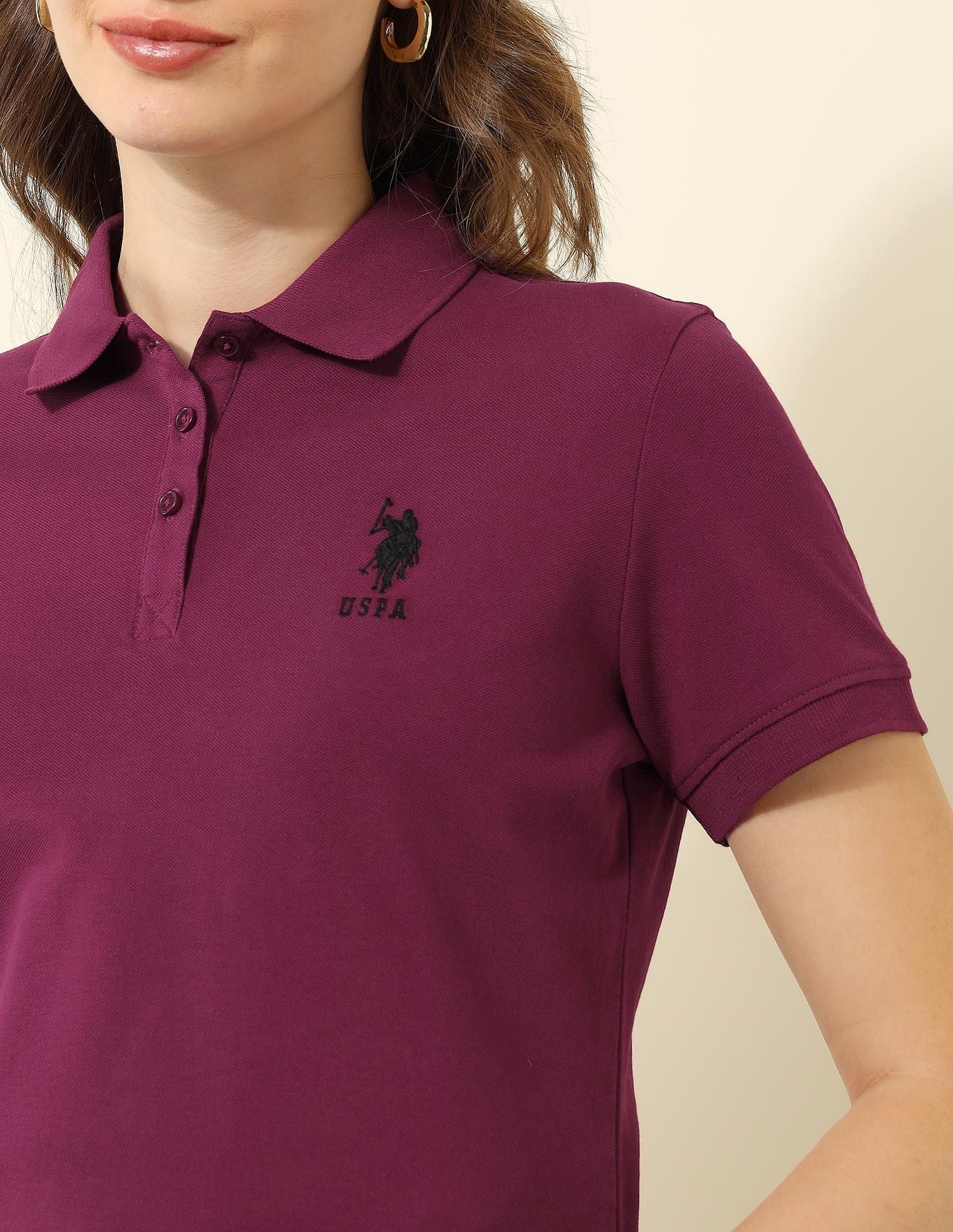 Regular Fit Solid Polo Shirt Wine - U.S. POLO ASSN. | Large