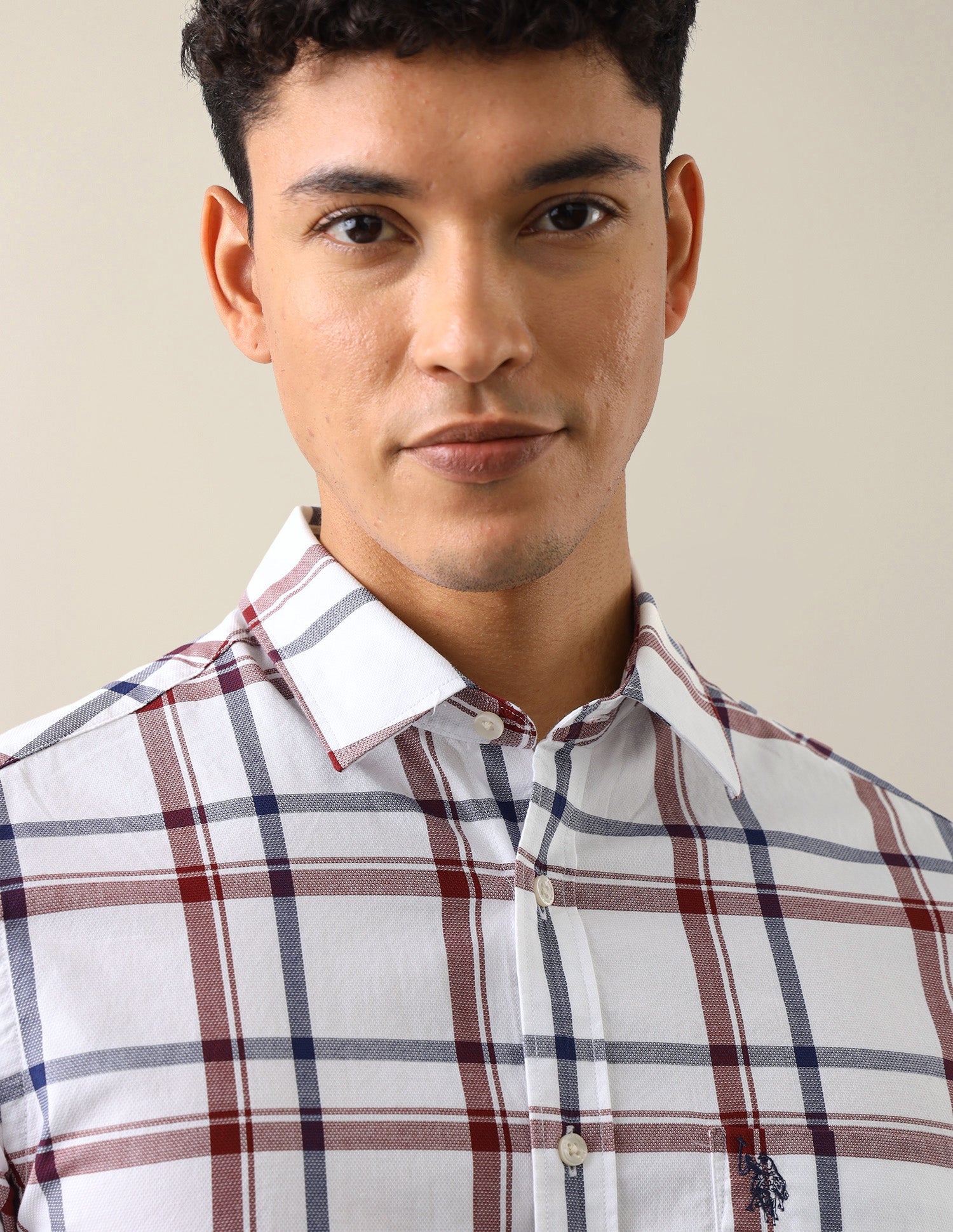 Grid Tattersall Checked Tailored Fit Shirt Red - U.S. Polo Assn. India | Large