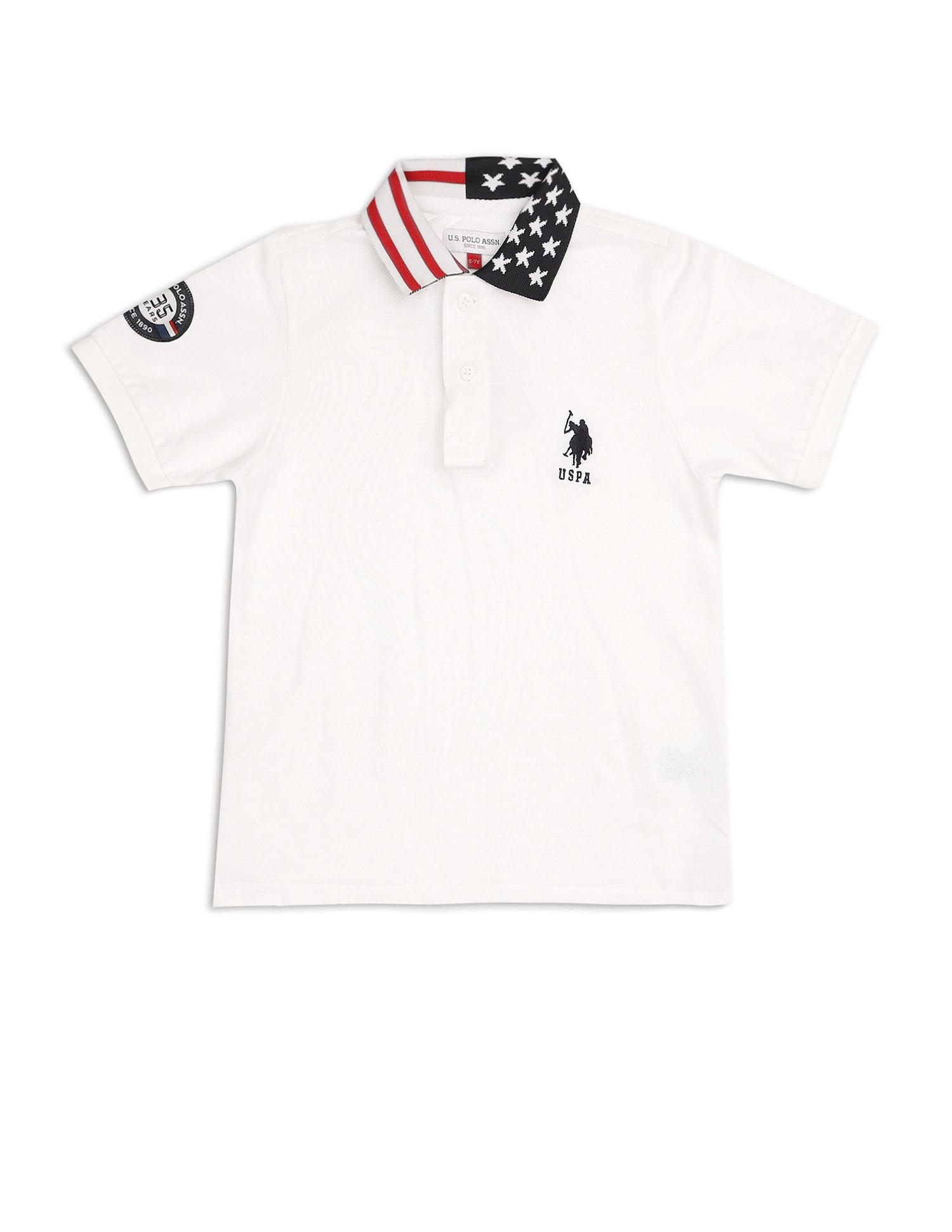Boys Solid Pure Cotton Polo Shirt White - U.S. POLO ASSN. | Large