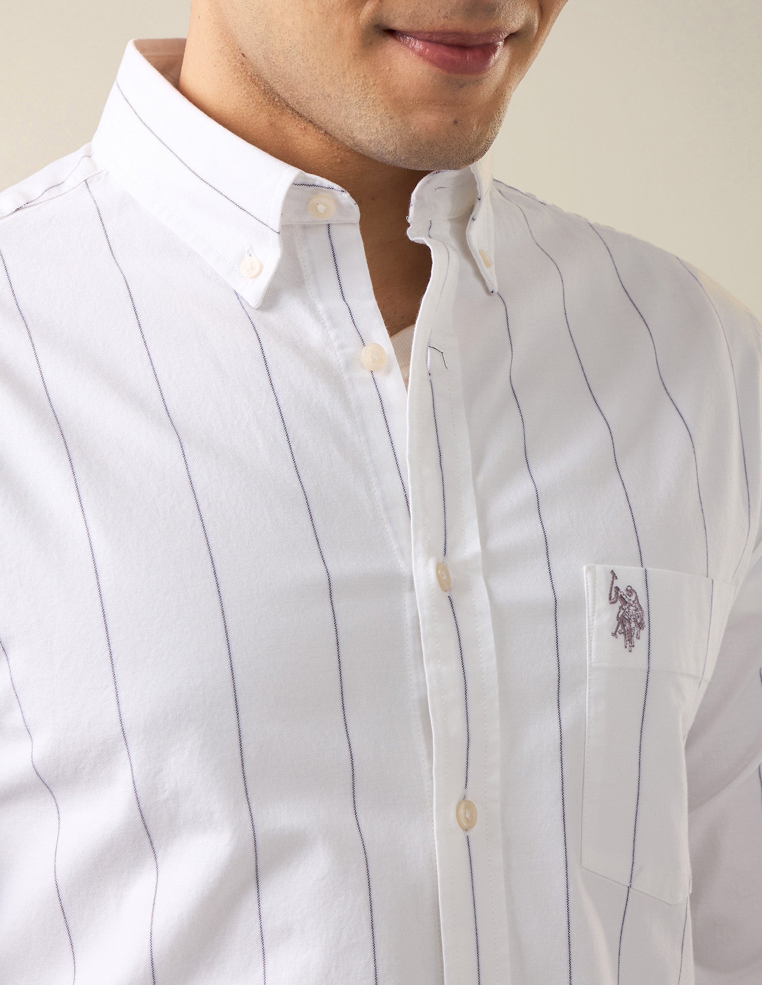 Vertical Striped Oxford Shirt Purple - U.S. Polo Assn. India | Large