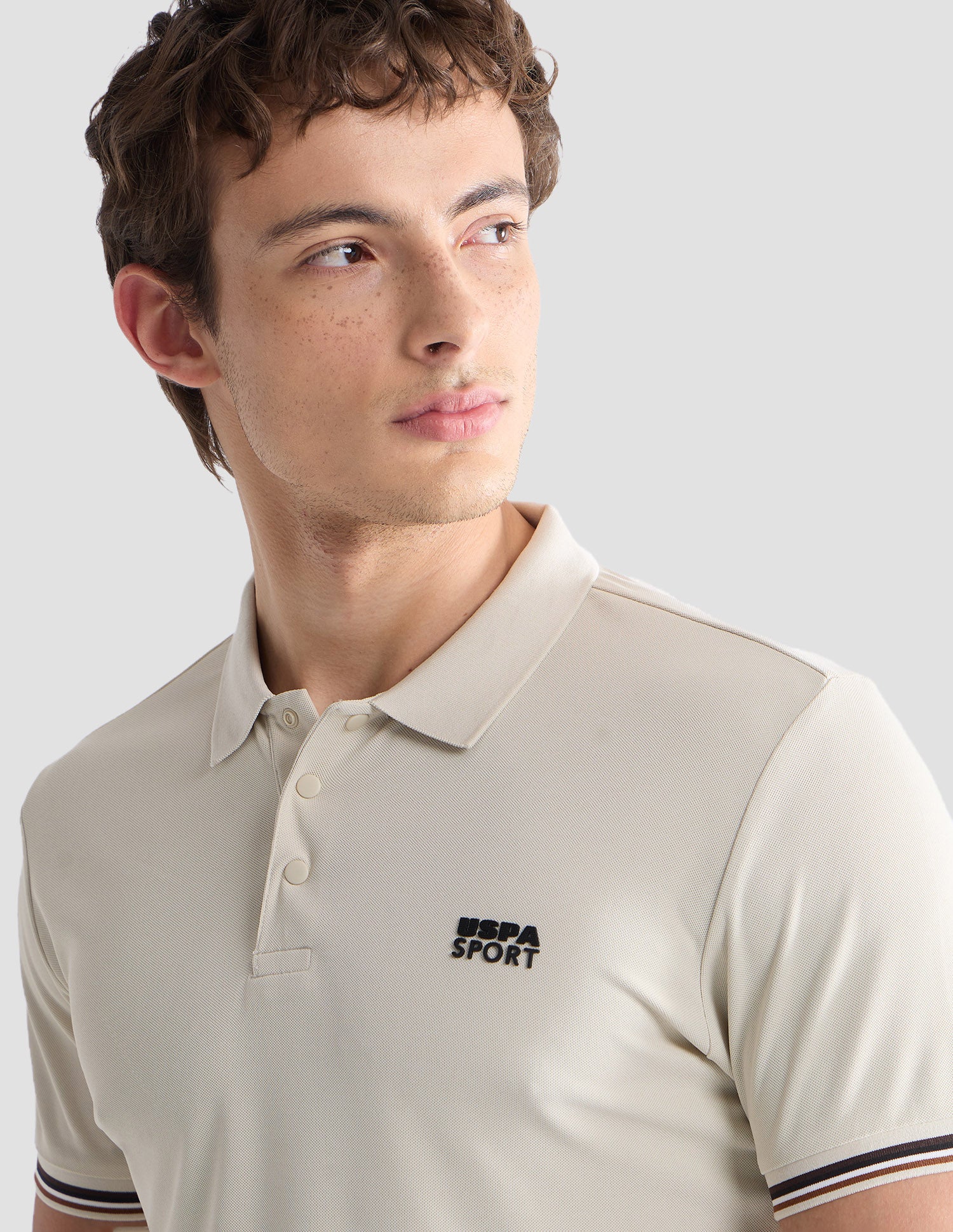 Solid Slim Fit Active Polo Shirt Beige - U.S. Polo Assn. India | Large