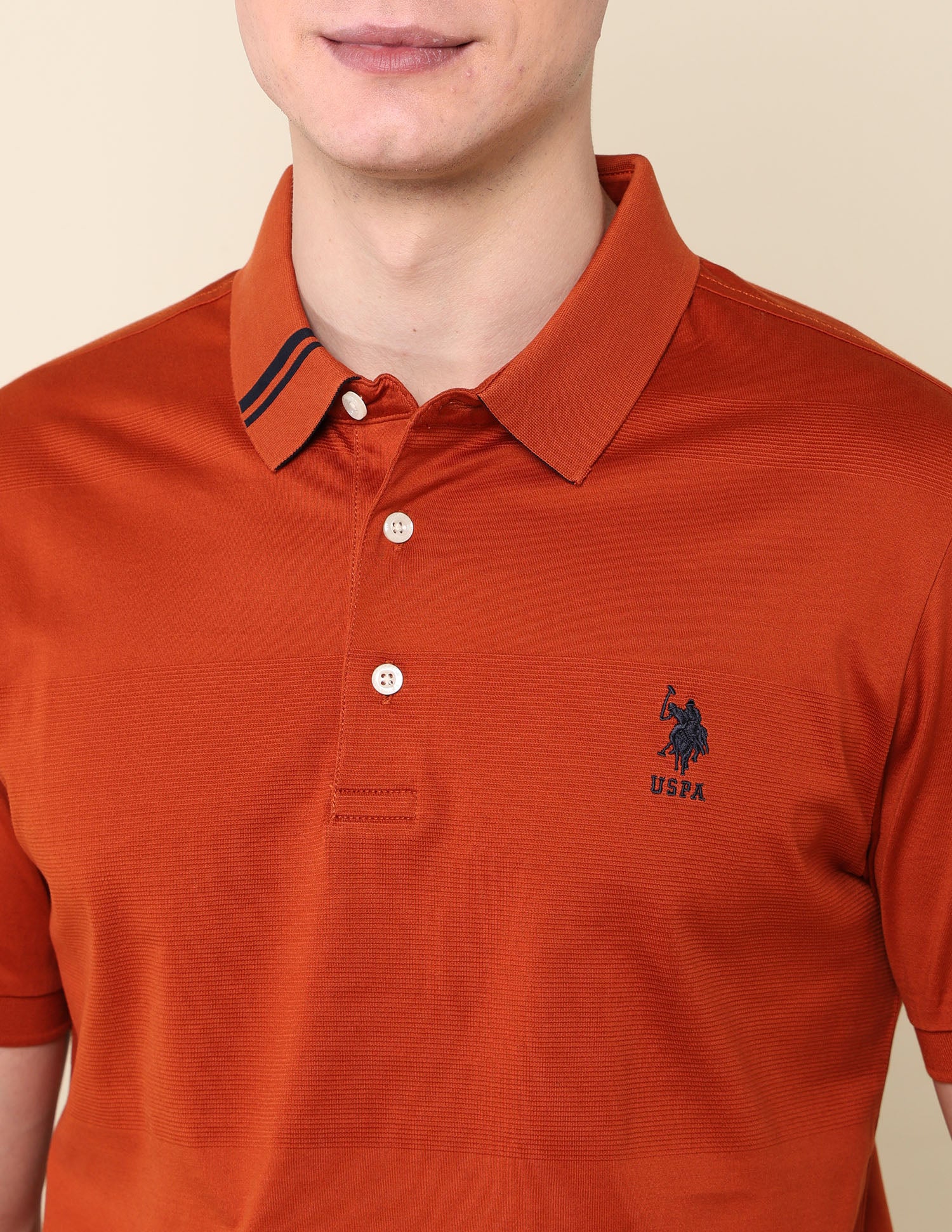 Textured Classic Polo Shirt Rust - U.S. Polo Assn. India | Large