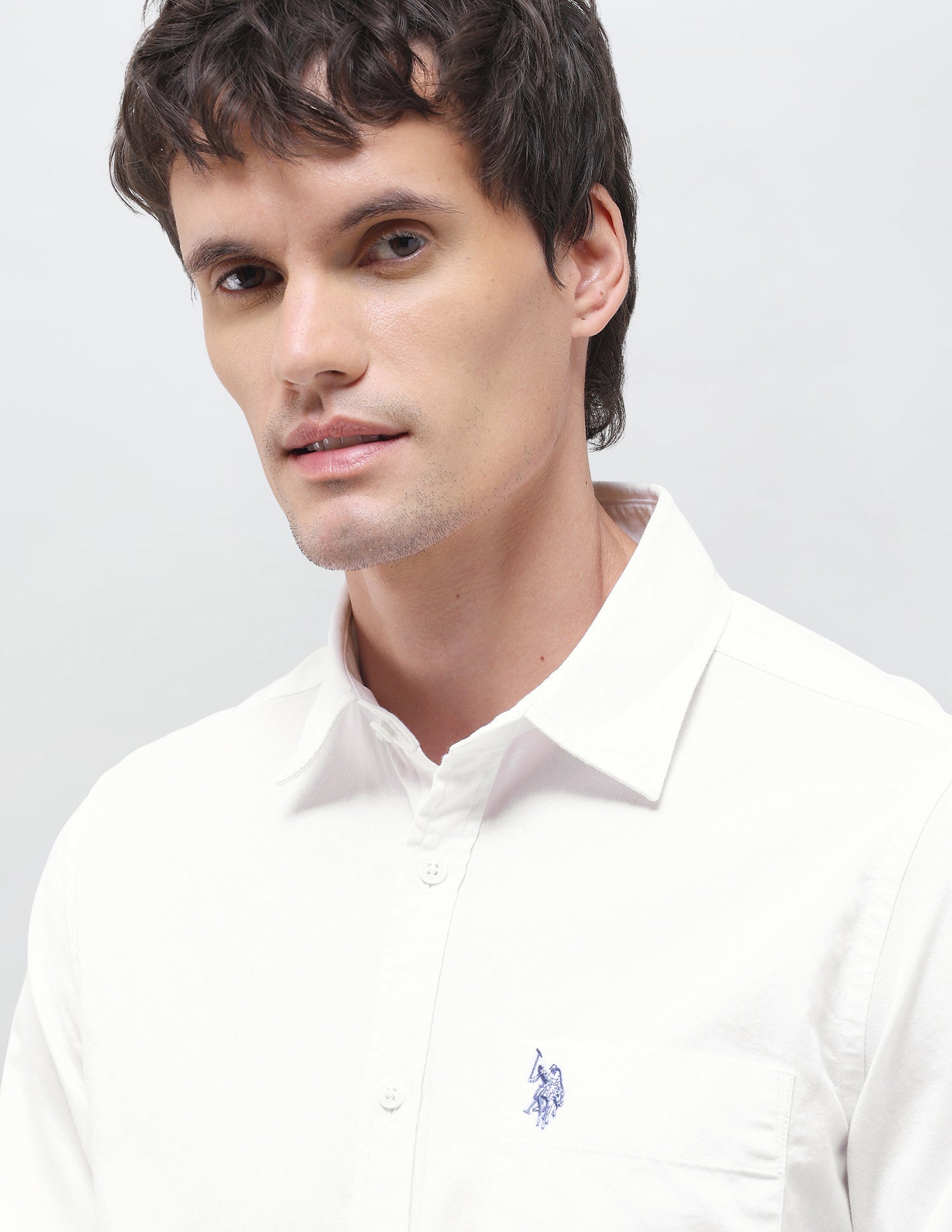 Textured Regular Fit Shirt White - U.S. Polo Assn. India | Large