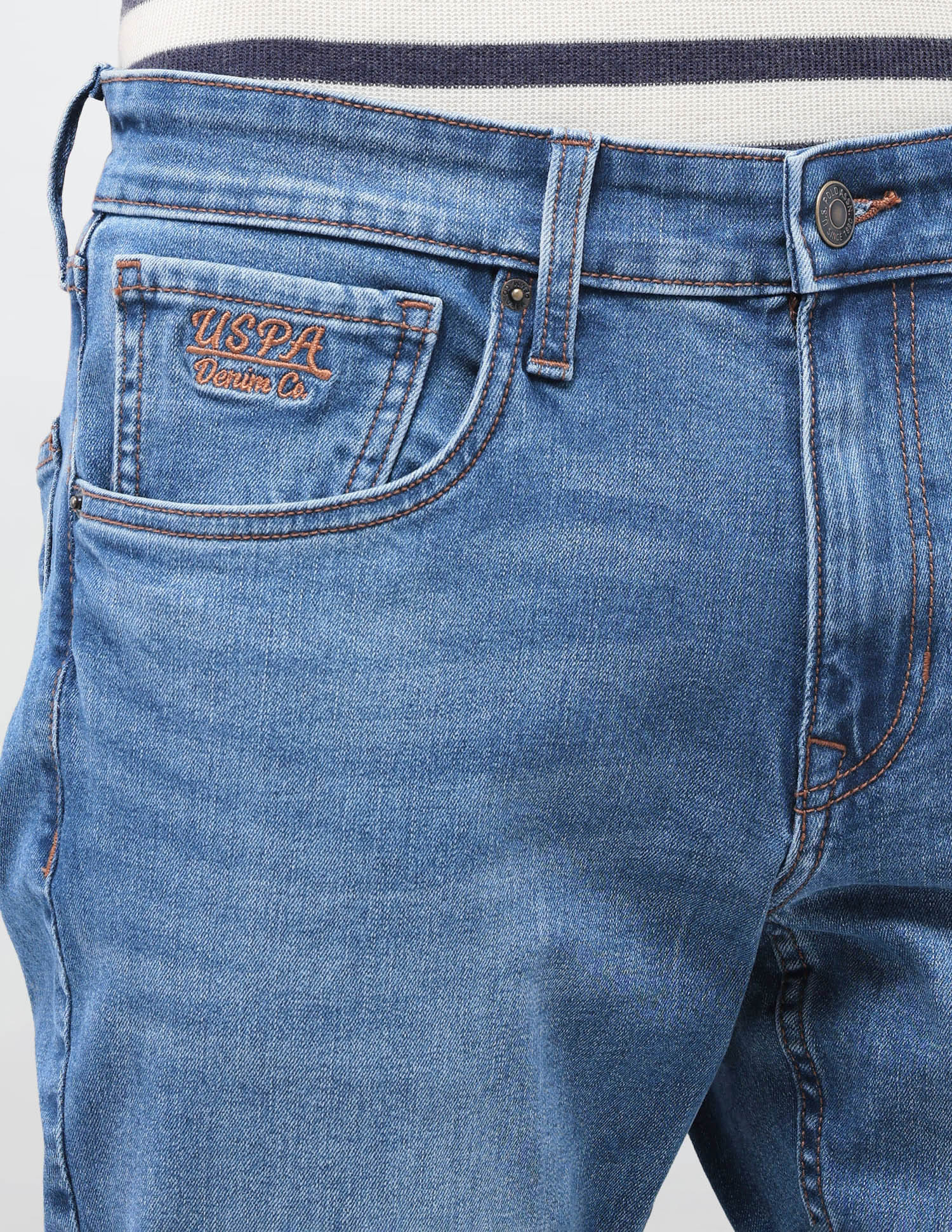 Solid Slim Fit Jeans Blue - U.S. Polo Assn. India | Large
