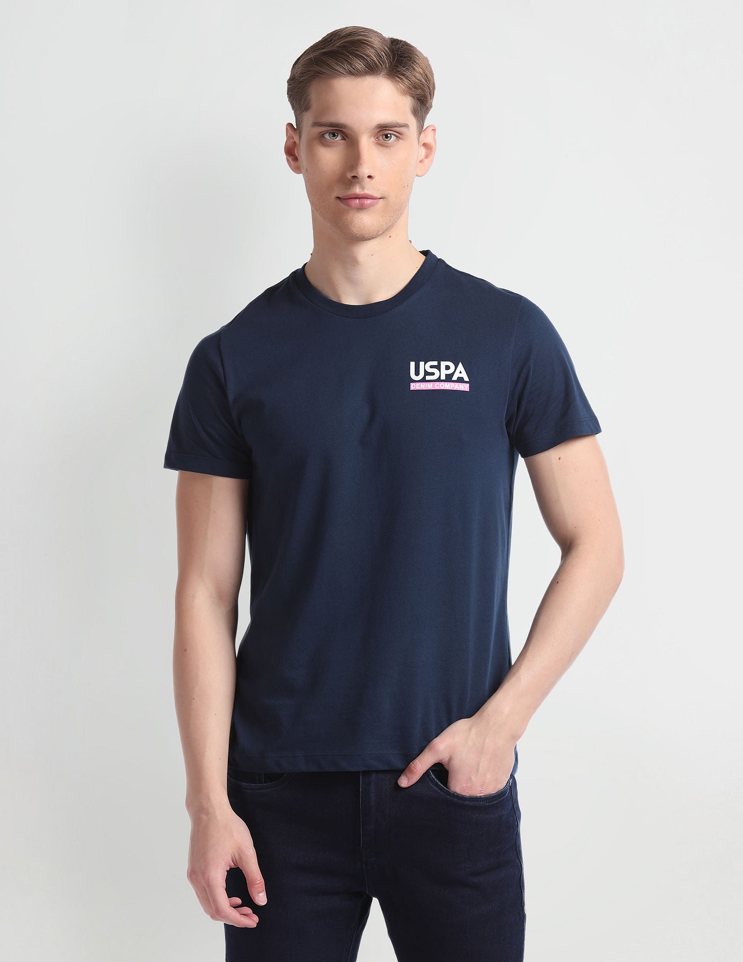 Back Print Muscle Fit T-Shirt Navy - U.S. Polo Assn. India | Large