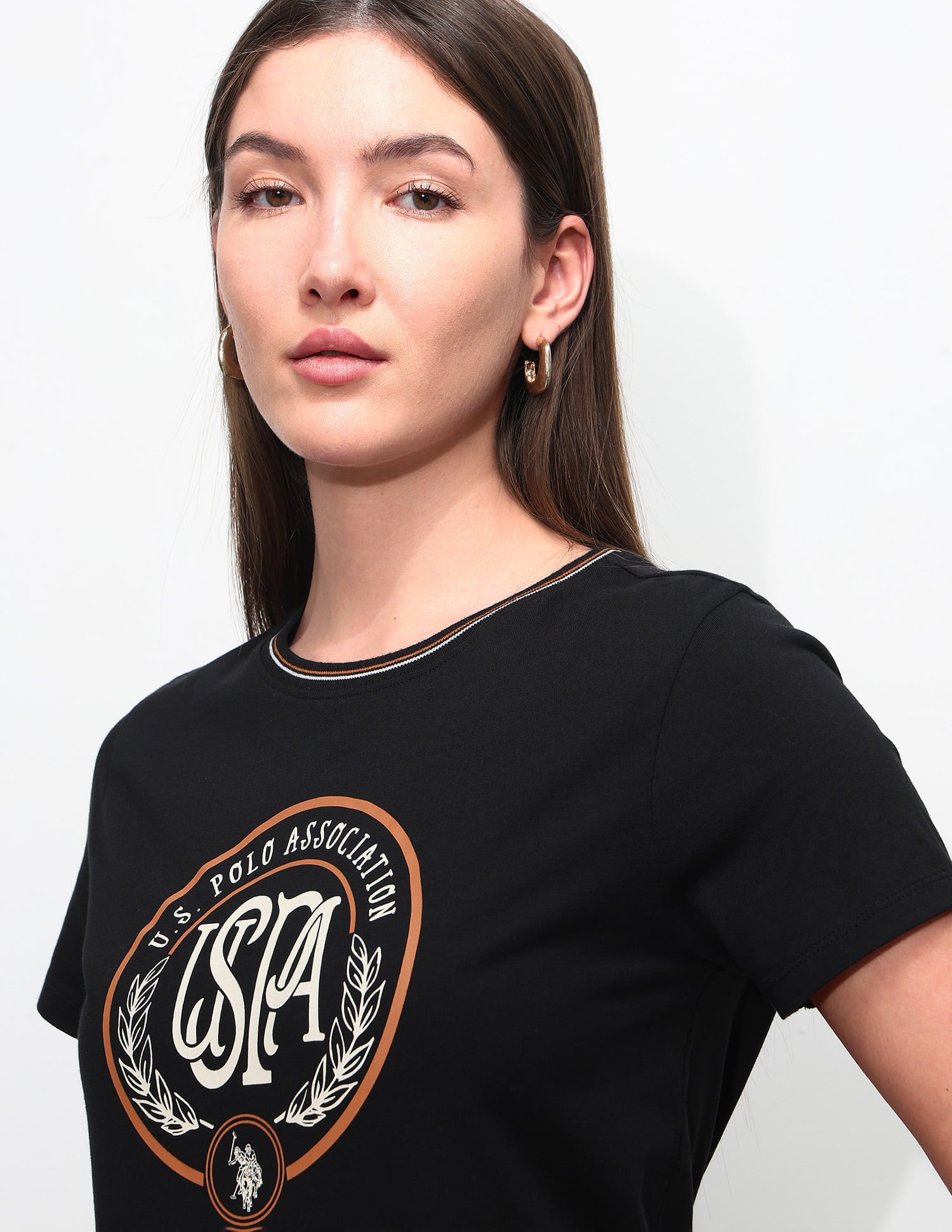 Regular Fit Brand Printed T-Shirt Black - U.S. Polo Assn. India | Large