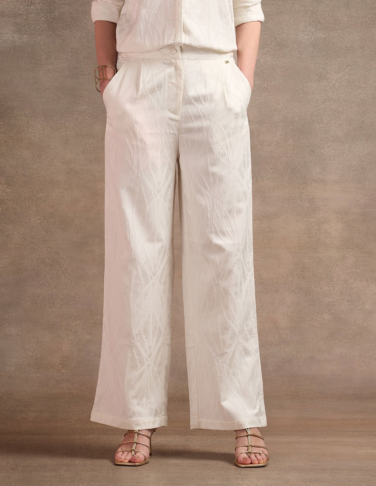 High Rise Wide Leg Trousers White - U.S. Polo Assn. India | Large