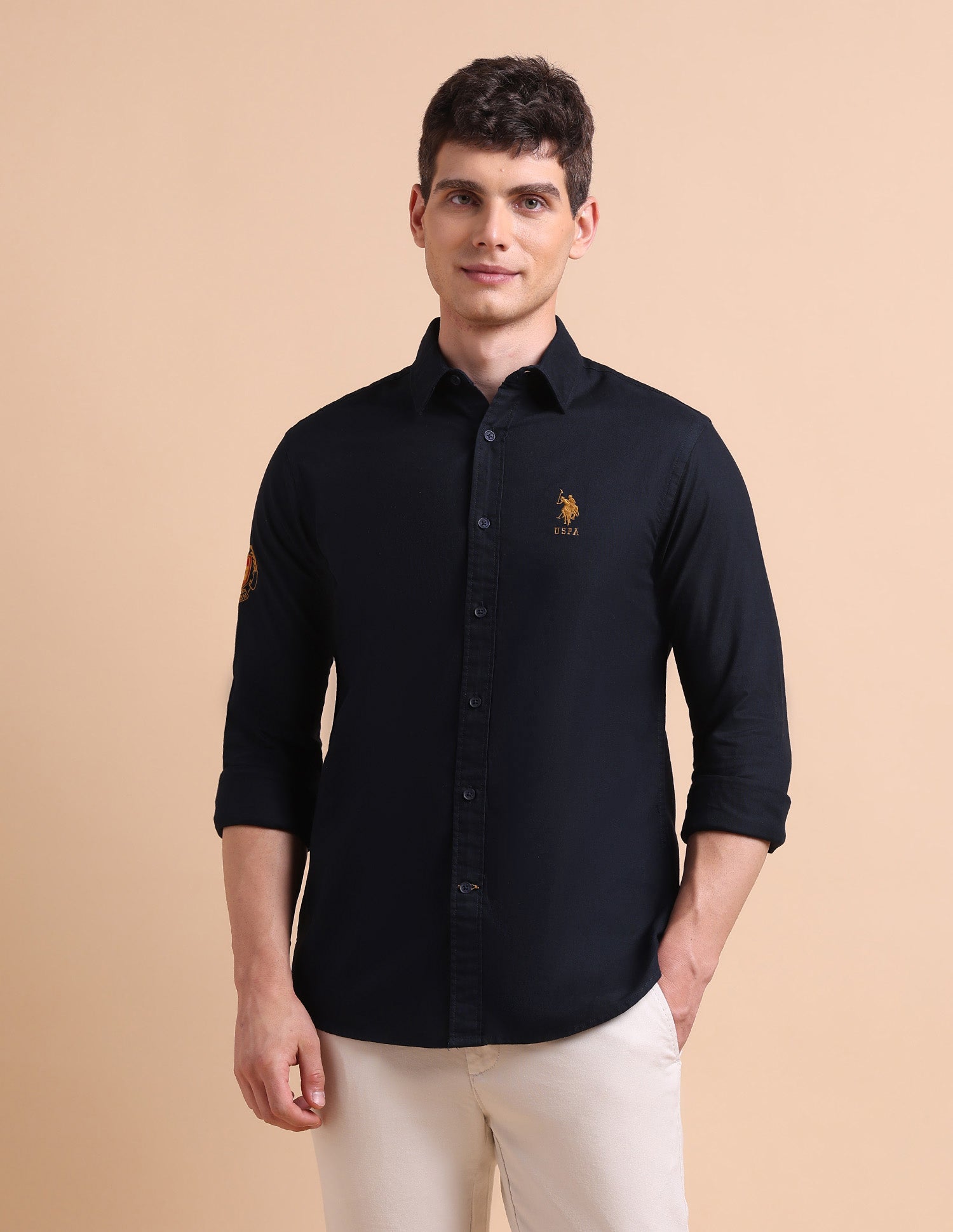 Pure Cotton Tailored Fit Oxford Shirt Navy - U.S. POLO ASSN. | Large