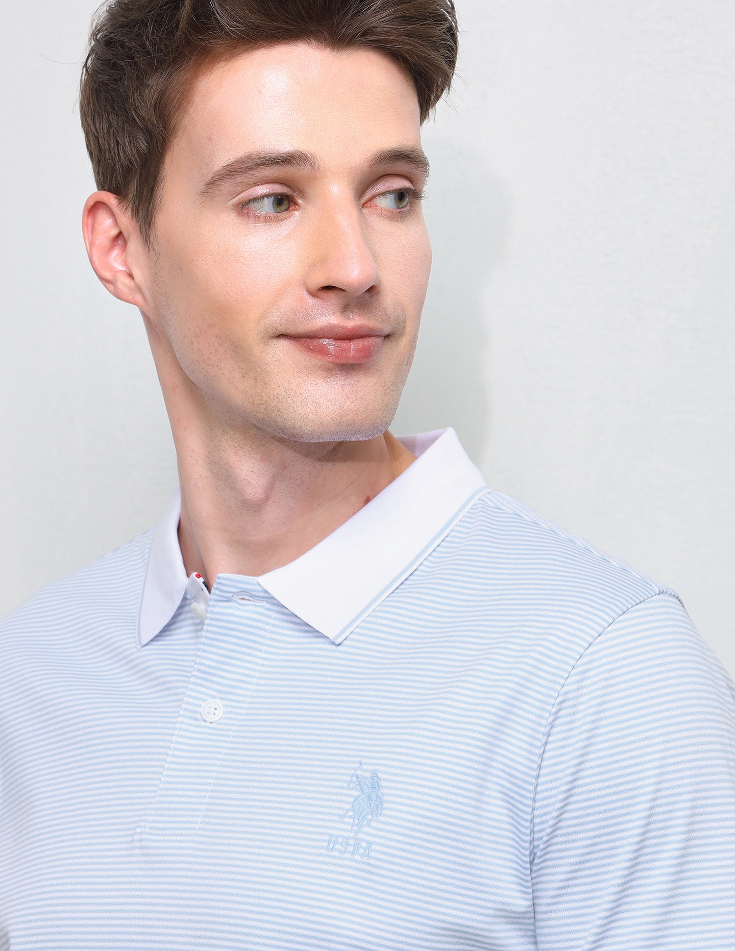Horizontal Striped Slim Fit Polo Shirt Light Blue - U.S. Polo Assn. India | Large