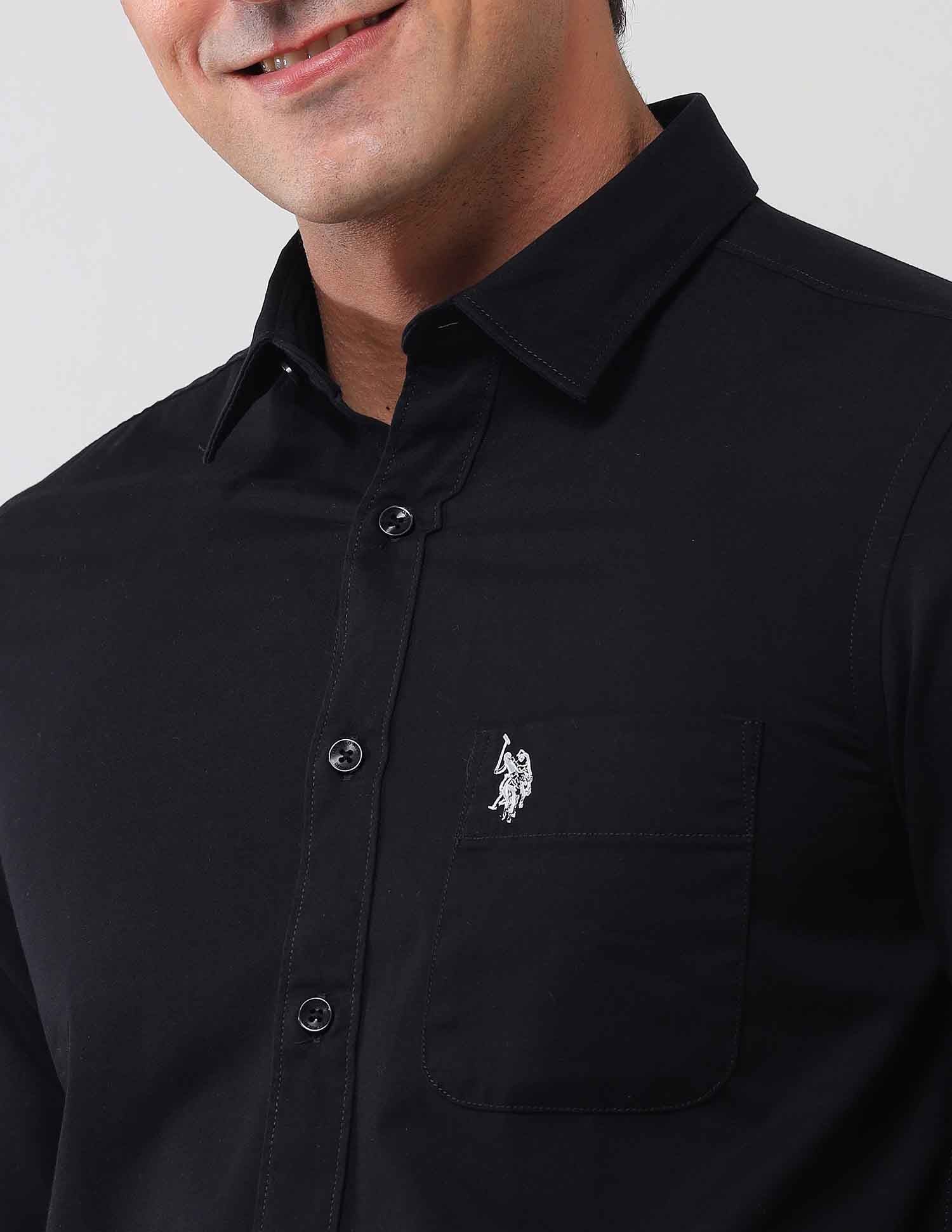 Solid Regular Shirt Black - U.S. POLO ASSN. | Large