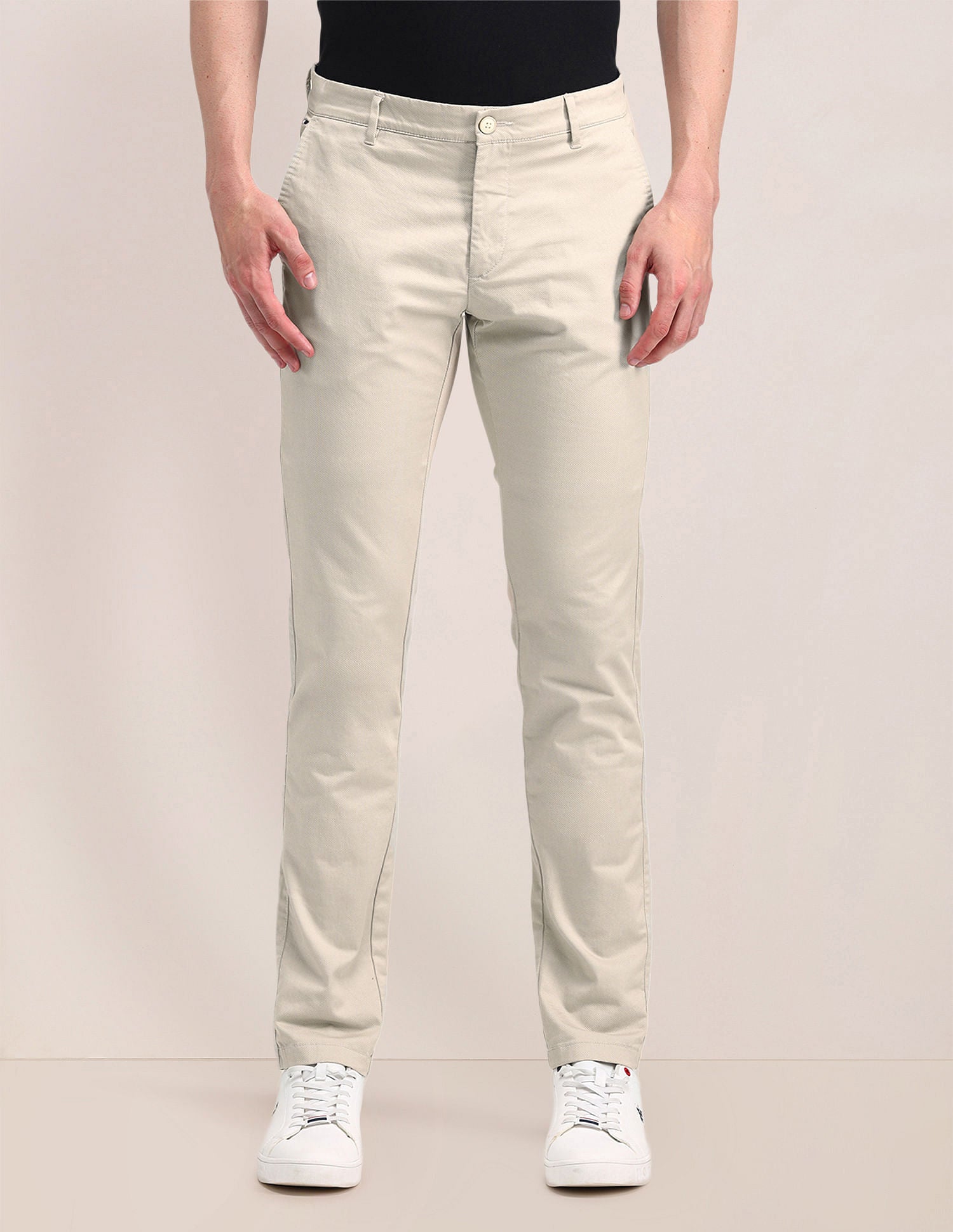 Mid Rise Regular Fit Trousers Beige - U.S. POLO ASSN. | Large