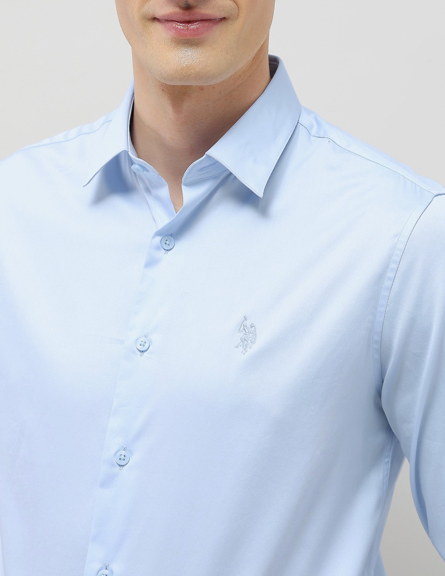 Solid Tailored Fit Shirt Light Blue - U.S. Polo Assn. India | Large