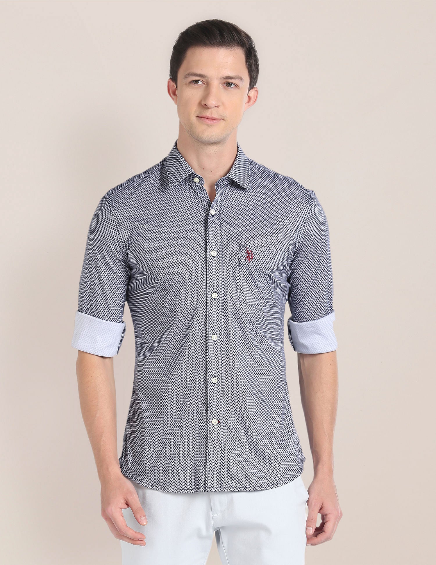 Geometric Print Casual Shirt Navy - U.S. Polo Assn. India | Large