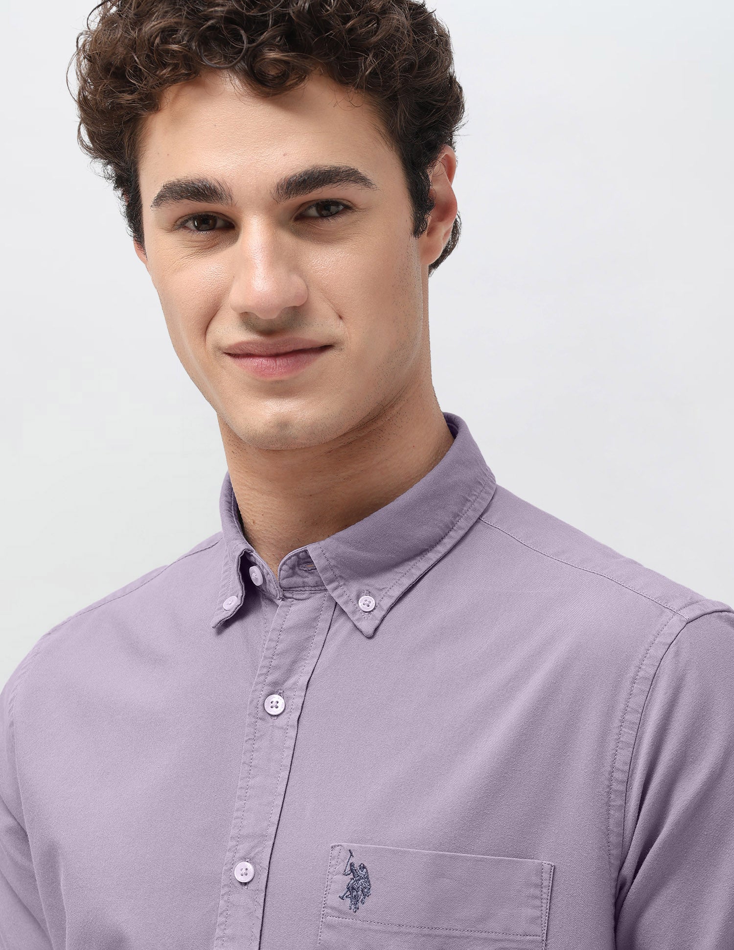 Tailored Fit Oxford Shirt Purple - U.S. Polo Assn. India | Large