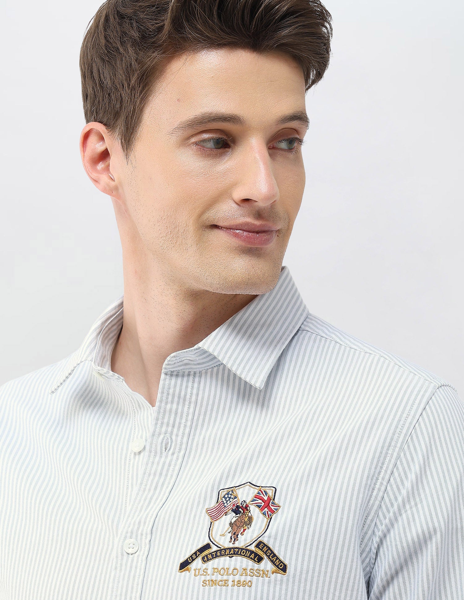 Oxford Regular Fit Vertical Striped Shirt Green - U.S. Polo Assn. India | Large