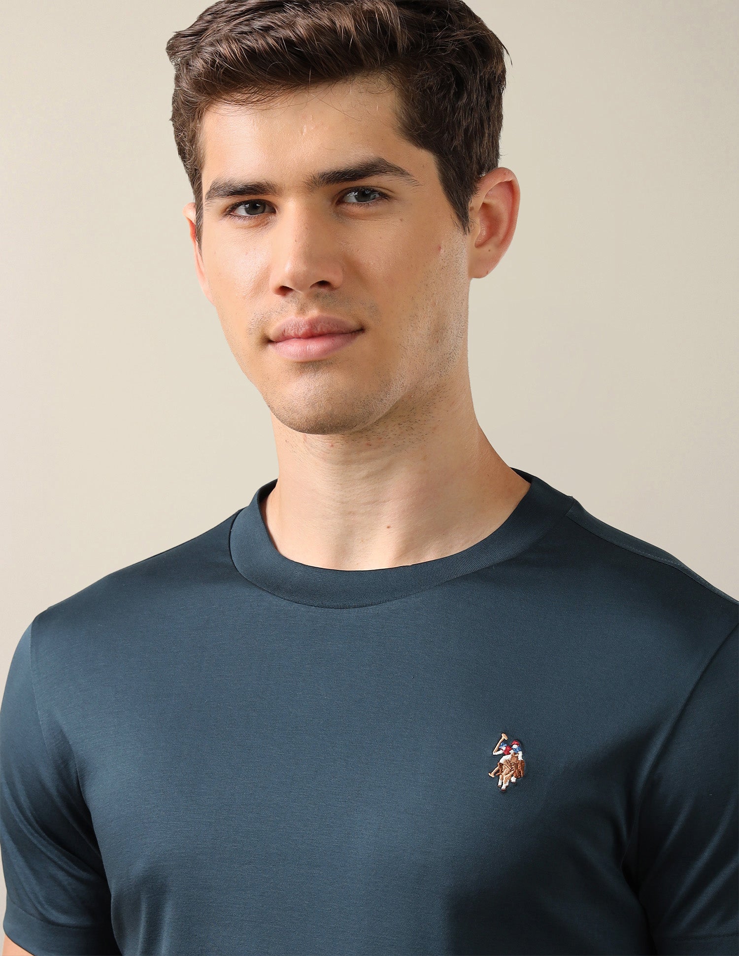 Solid Slim Fit T-Shirt Teal - U.S. Polo Assn. India | Large