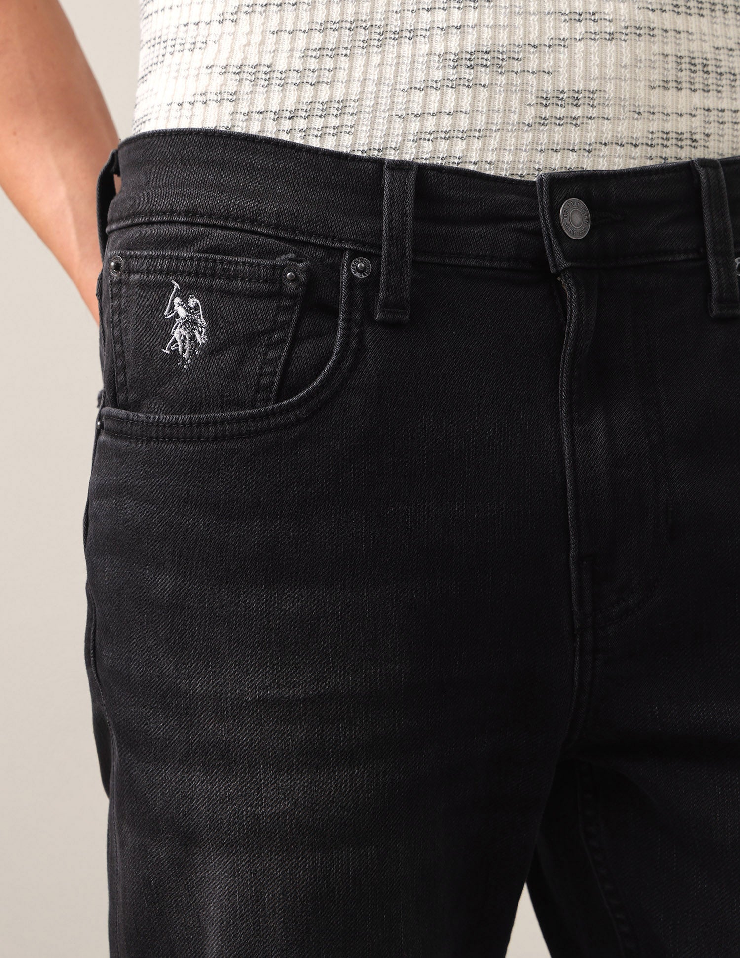 Cole Comfort Cropped Fit Black Jeans Black - U.S. Polo Assn. India | Large