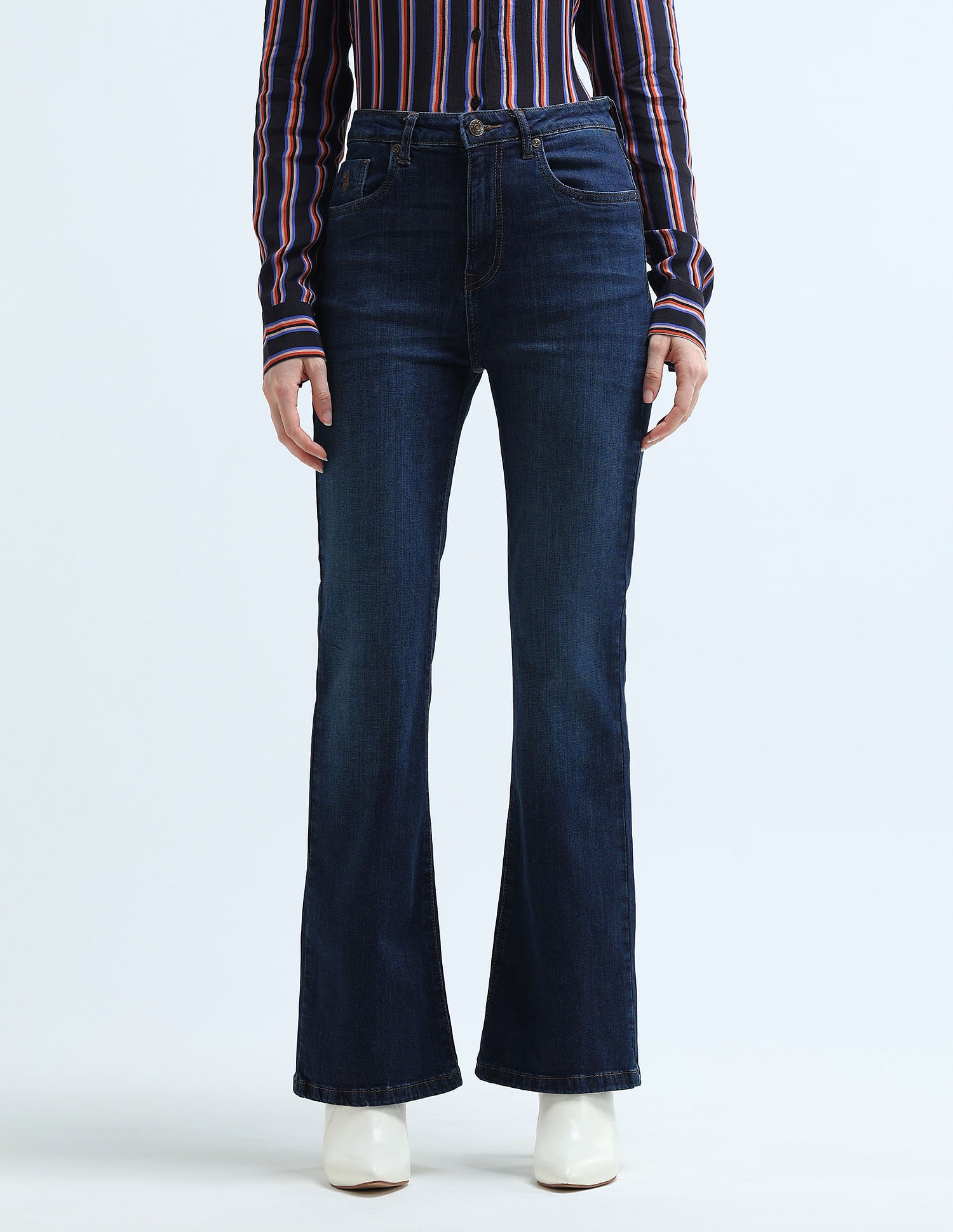 High Rise Flare Fit Jeans Dark Blue - U.S. Polo Assn. India | Large